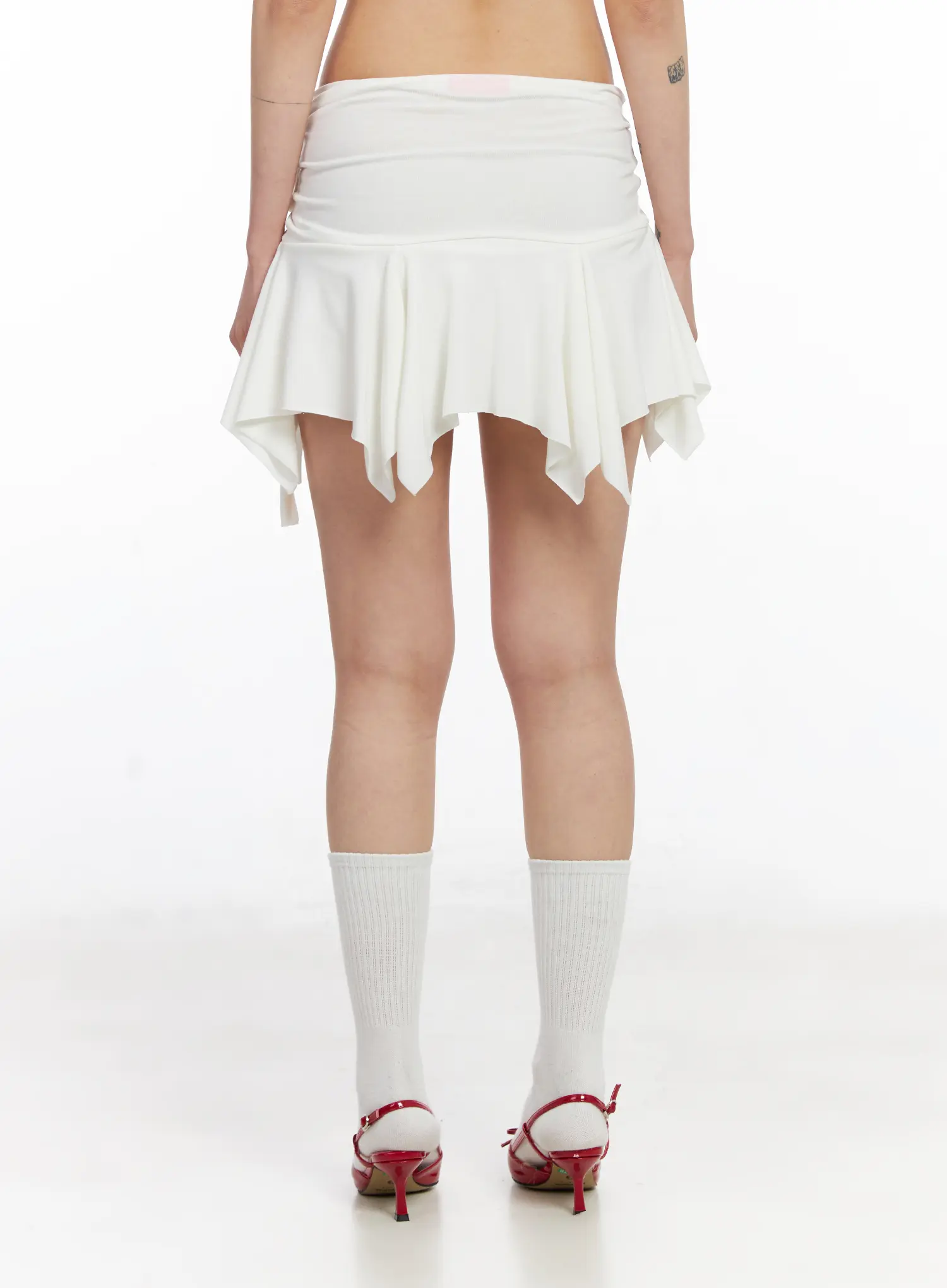 Asymmetrical Ruched Flared Mini Skirt CJ522 - Image 6