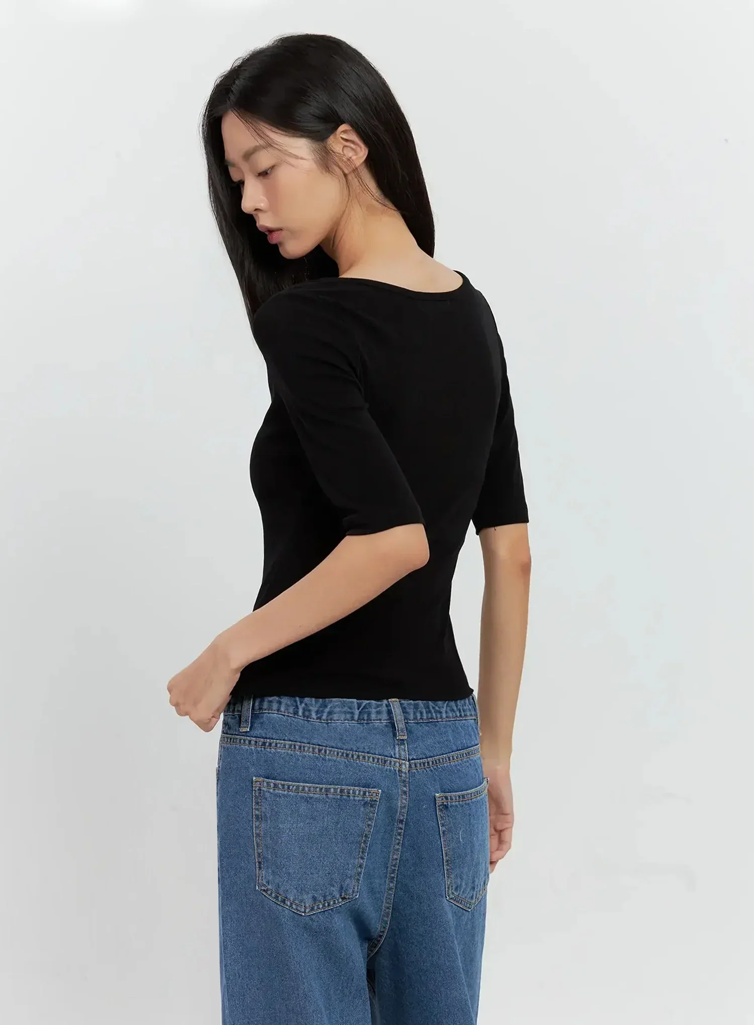 Basic 3/4-Sleeve Top IL528 - Image 13