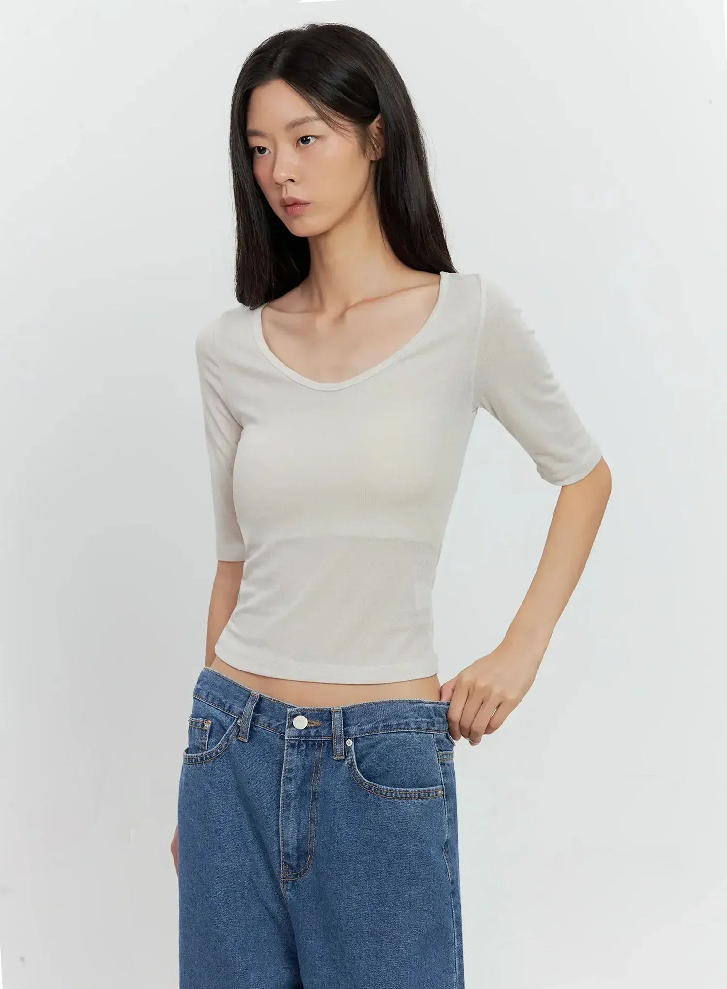 Basic 3/4-Sleeve Top IL528 - Image 20