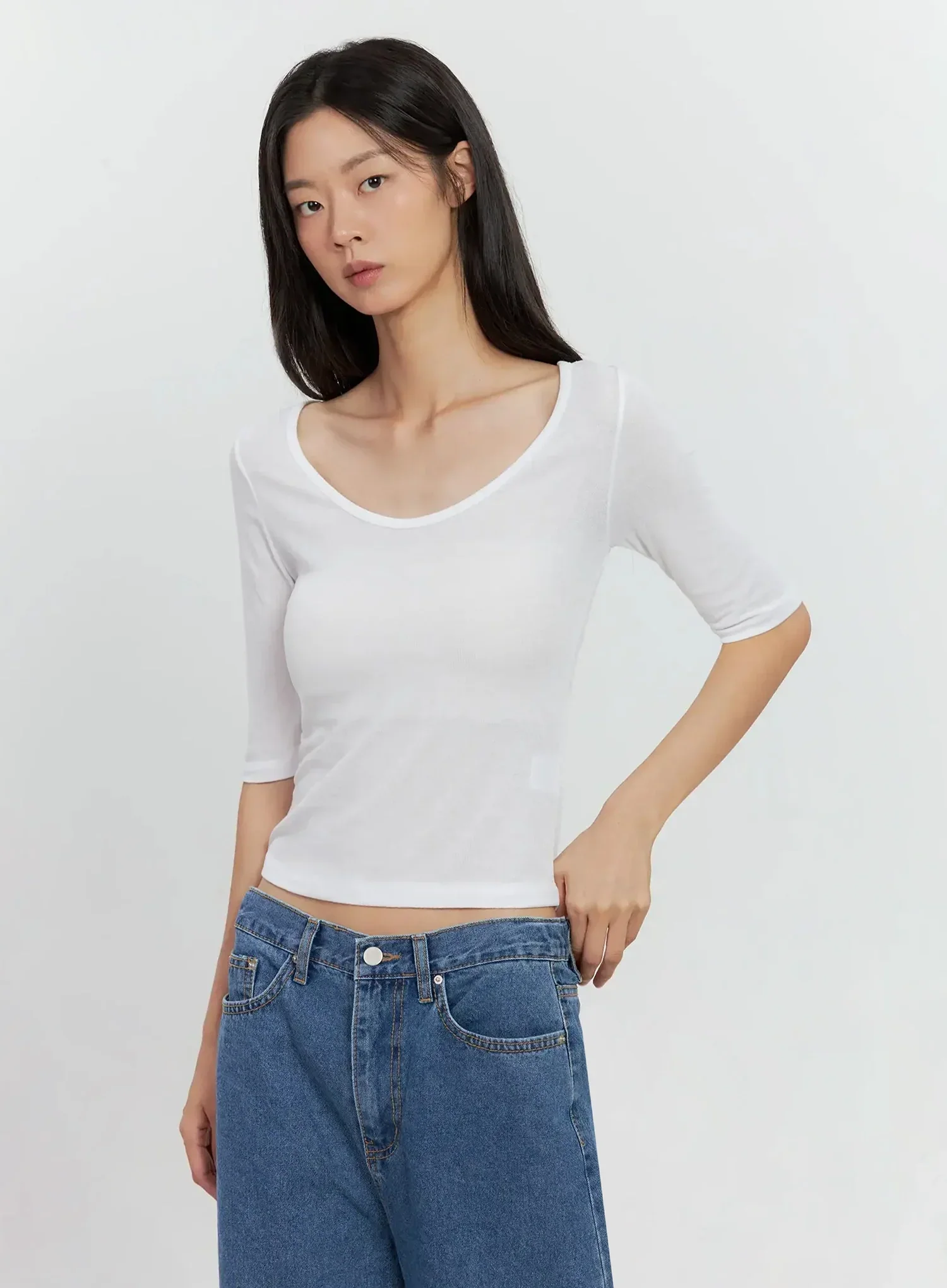 Basic 3/4-Sleeve Top IL528 - Image 3