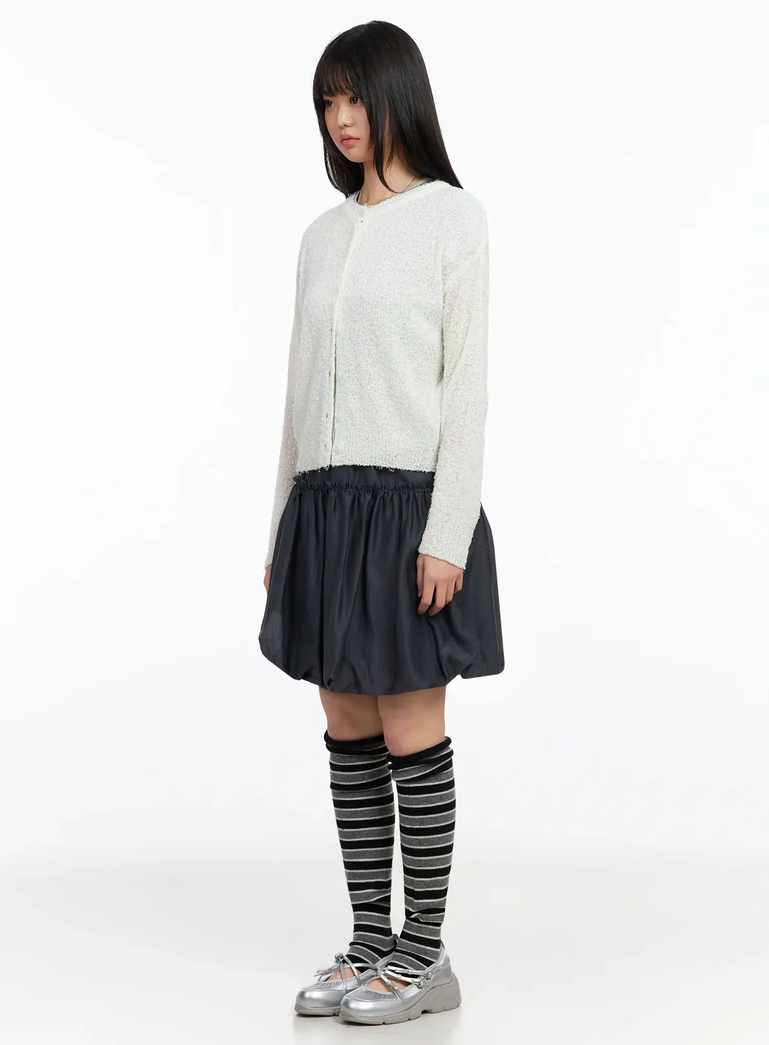 Basic Crew Neck Cardigan IA523 - Image 10