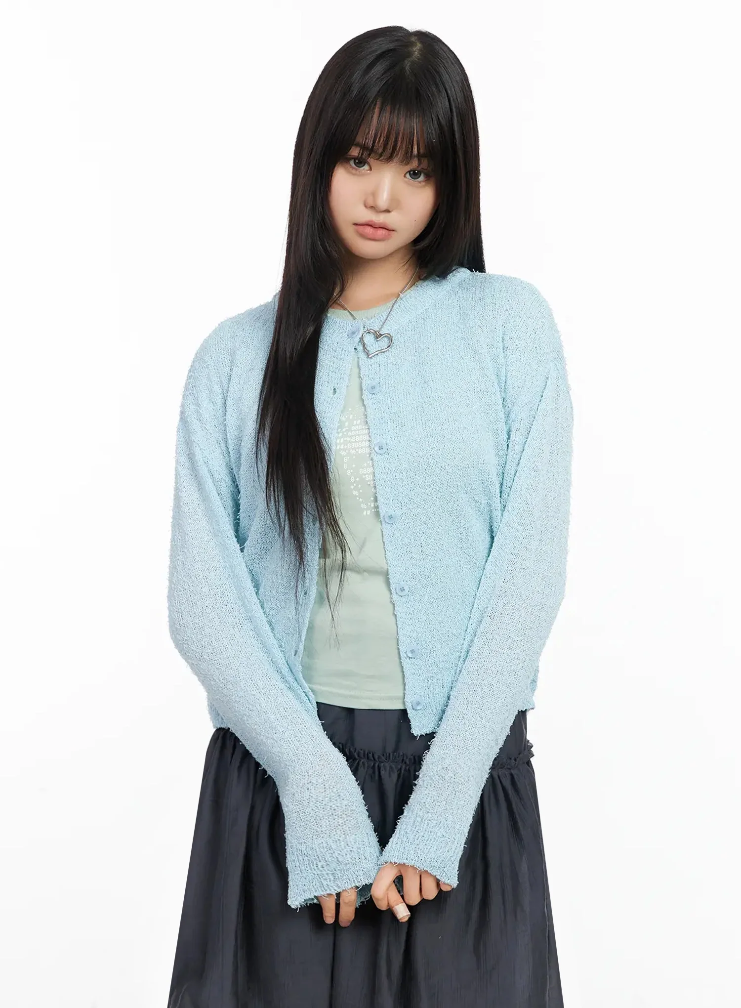 Basic Crew Neck Cardigan IA523 - Image 14