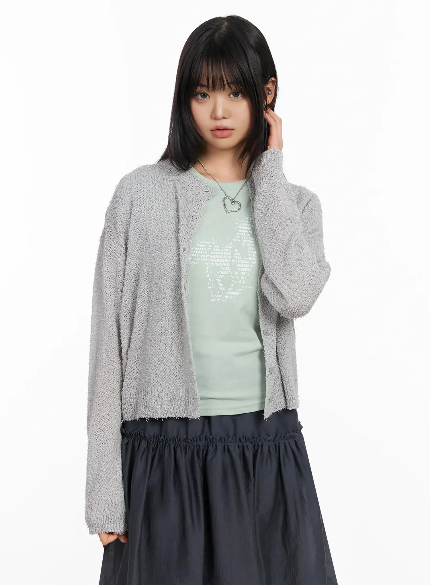 Basic Crew Neck Cardigan IA523 - Image 15