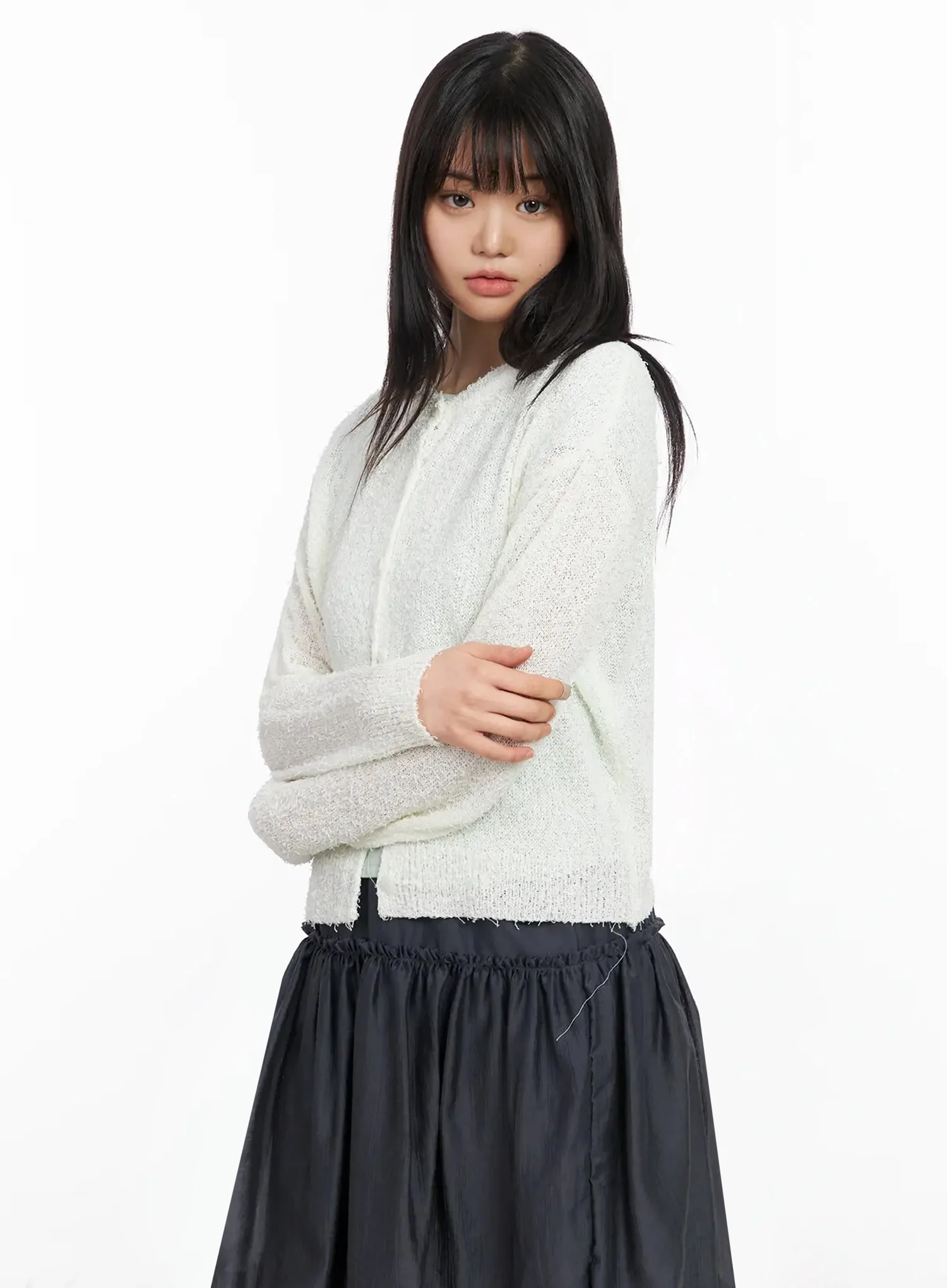 Basic Crew Neck Cardigan IA523 - Image 8