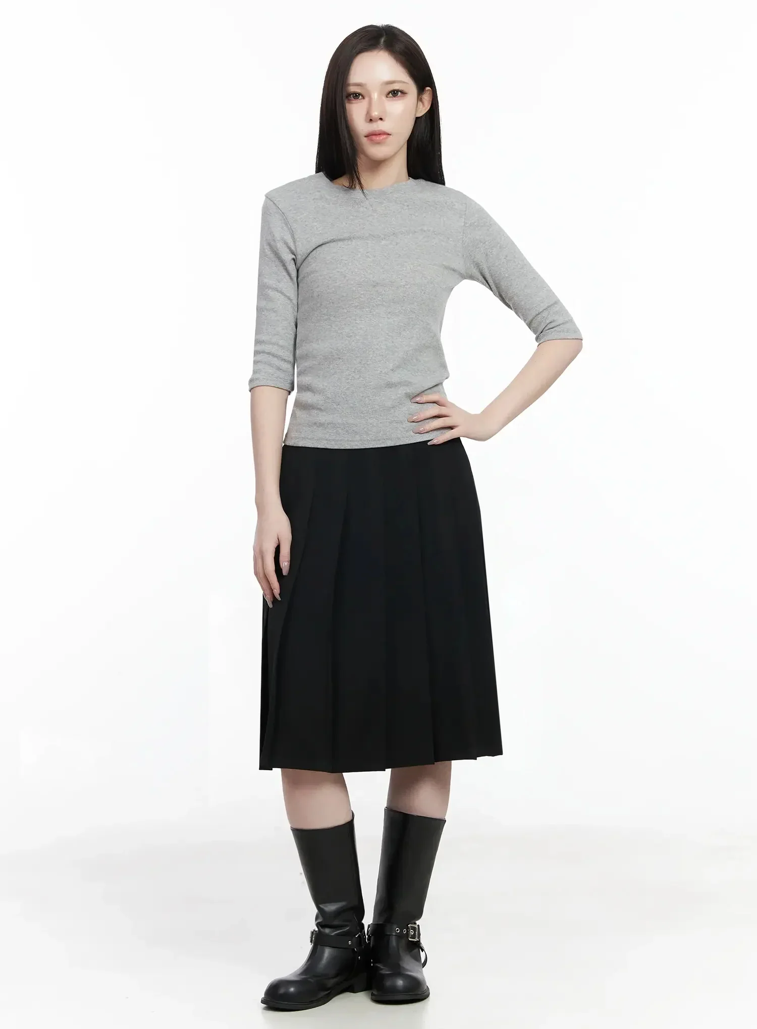 Basic Mid-Length Long Sleeve Top IF502 - Image 11