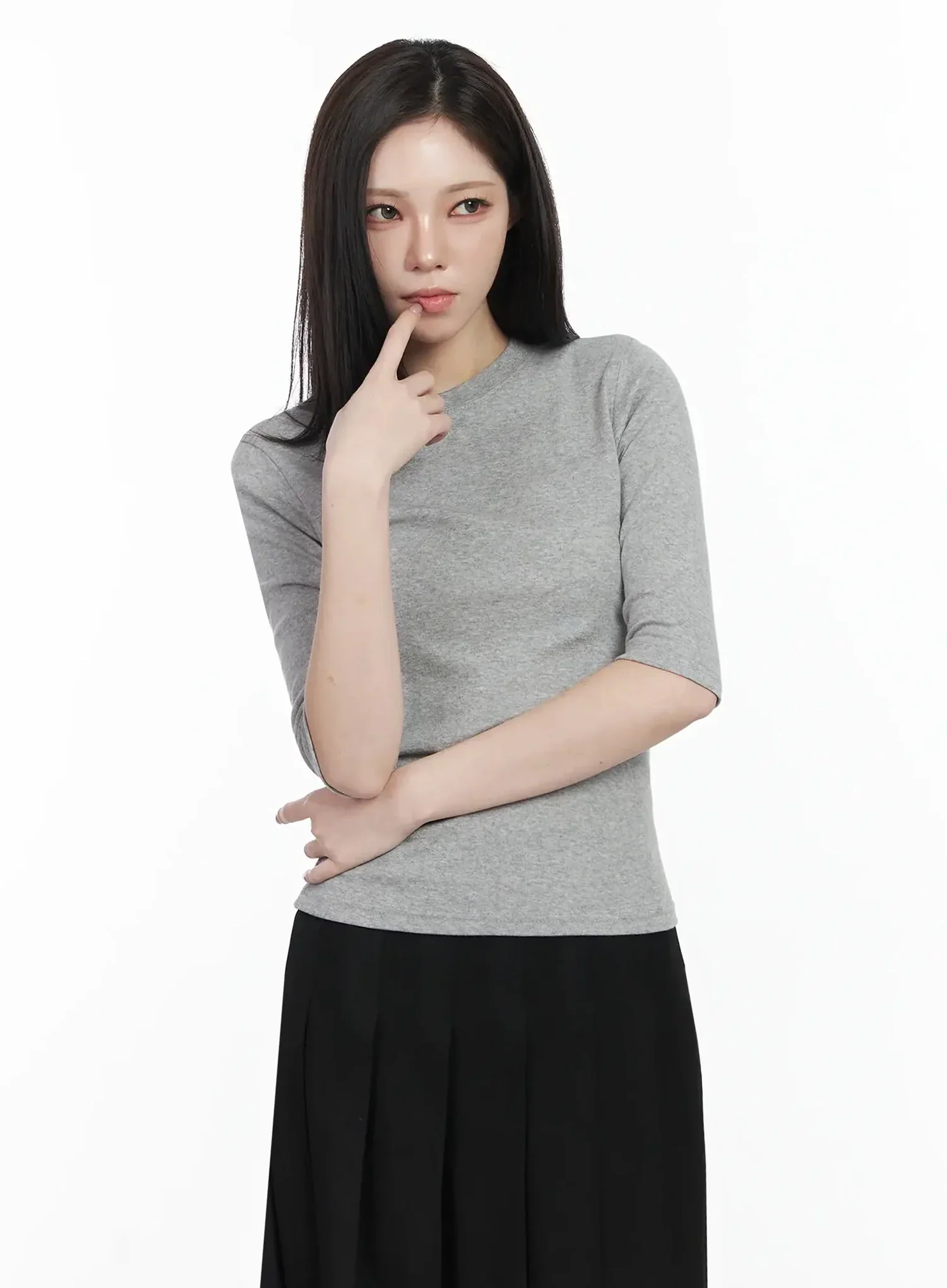 Basic Mid-Length Long Sleeve Top IF502 - Image 3