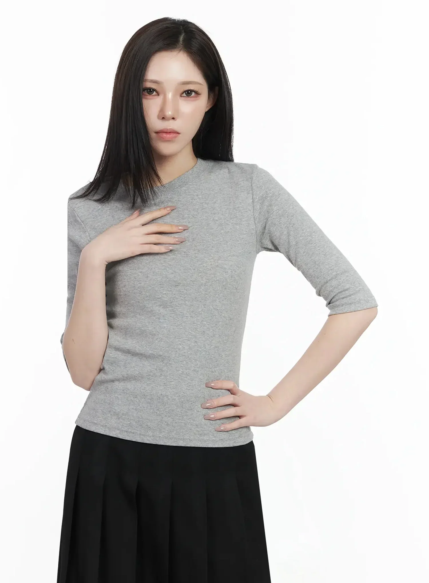 Basic Mid-Length Long Sleeve Top IF502 - Image 8