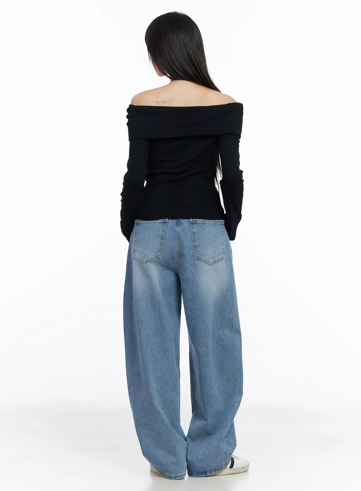 Basic Off-Shoulder Ribbed Long Sleeve Top CM512 - Image 5