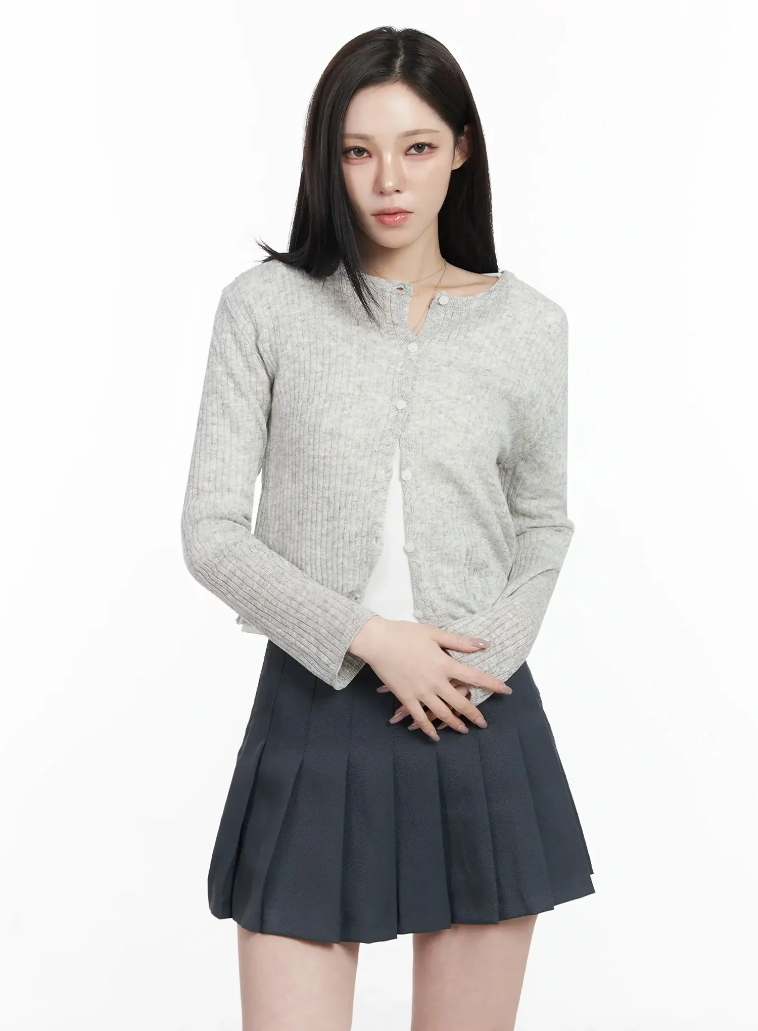 Basic Ribbed Cardigan IJ528 - Image 7