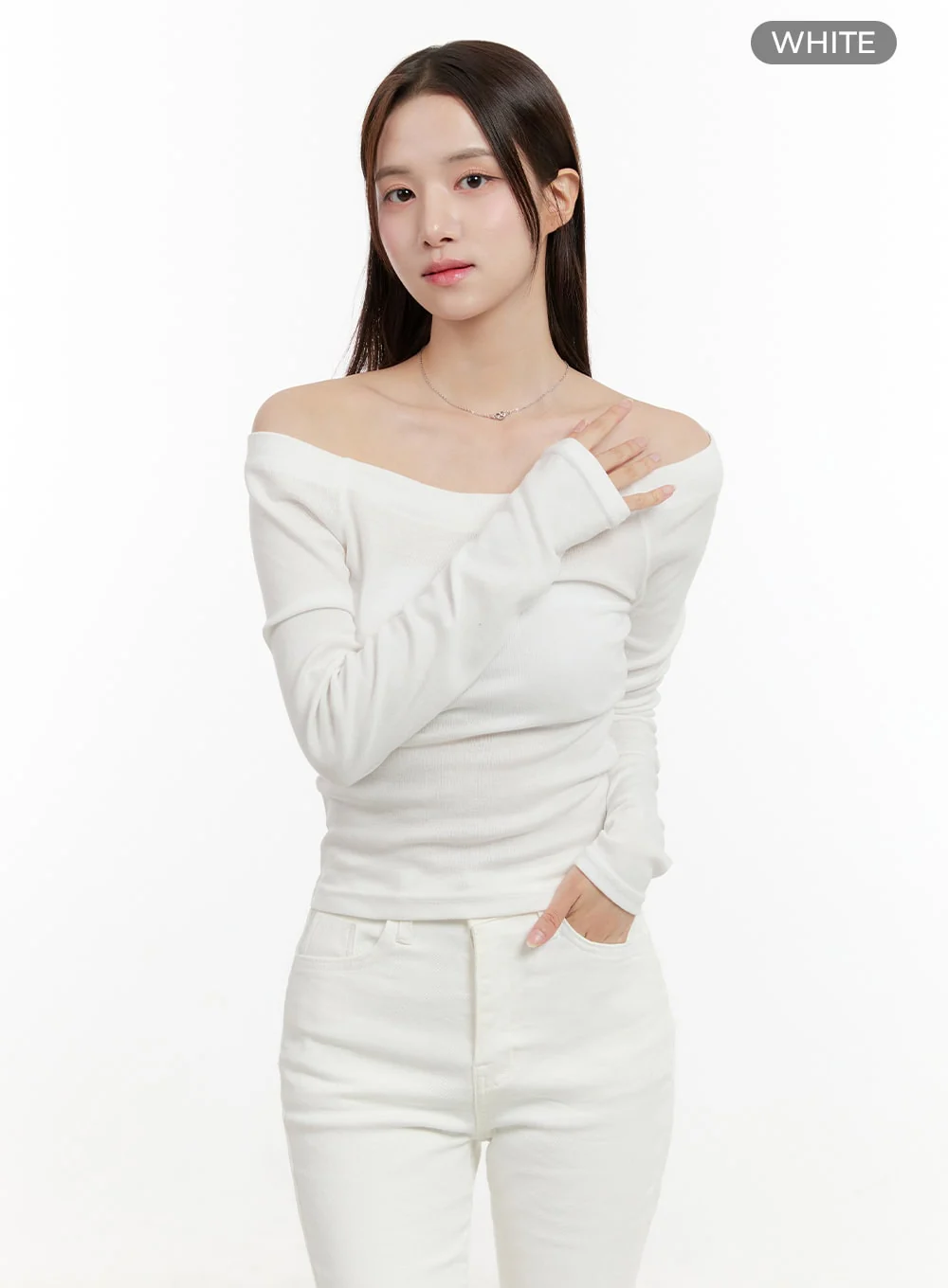 Basic Slim Off-Shoulder Top OG429 - Image 8