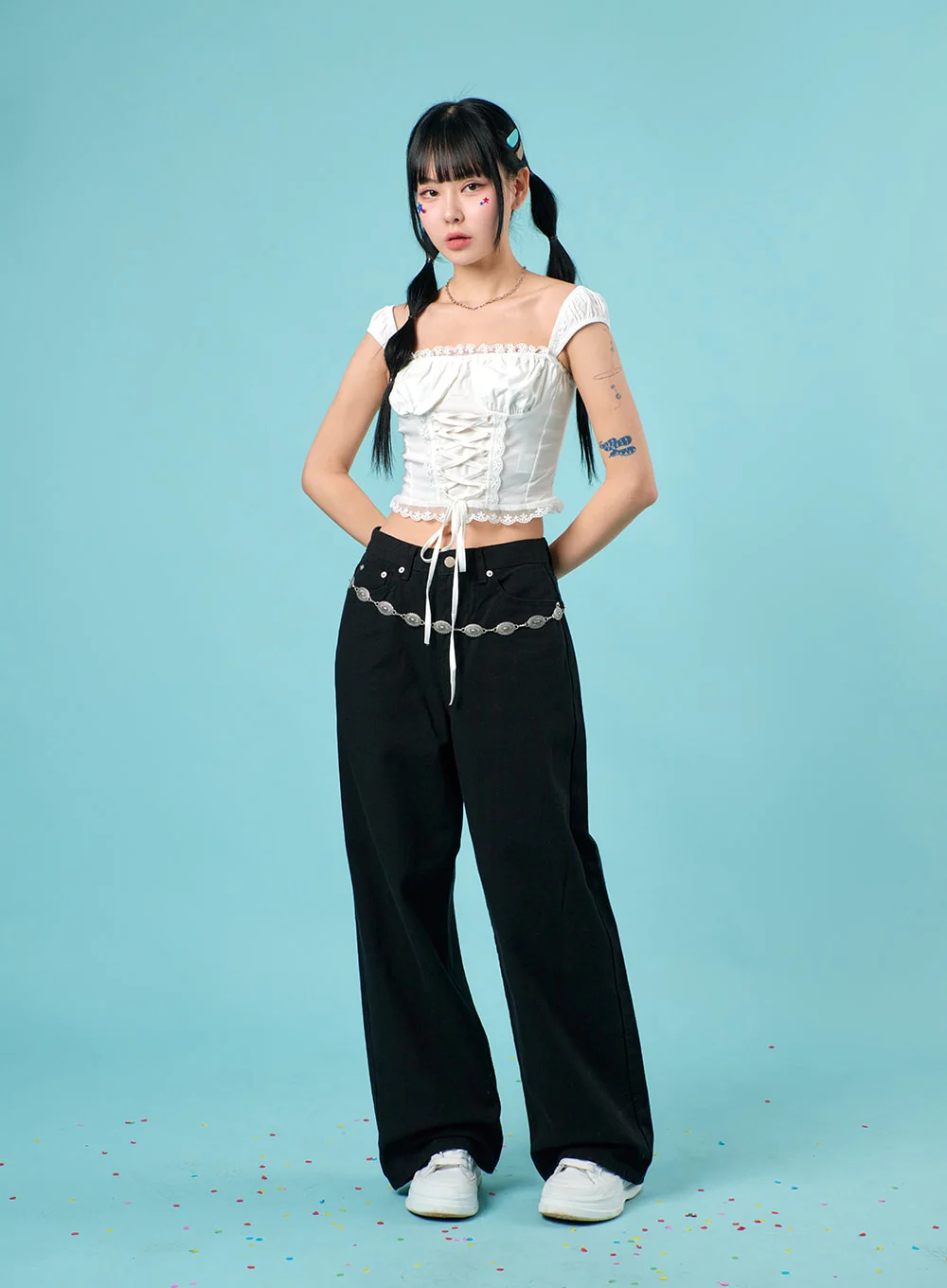 Basic Wide-Leg Pants IJ430 - Image 3
