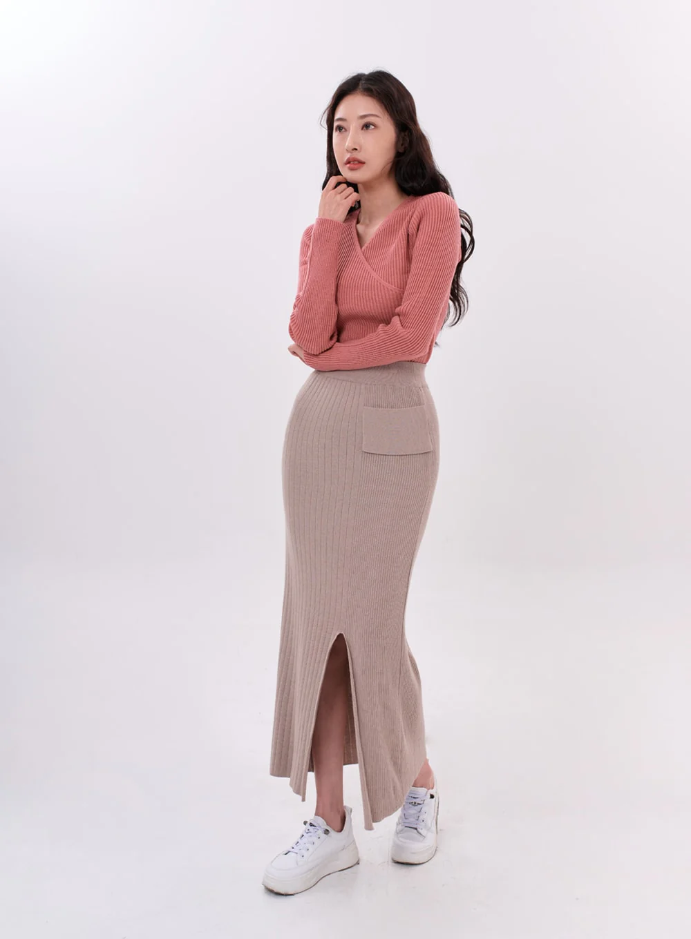 Bending Slit H-Line Long Skirt IS15 - Image 6