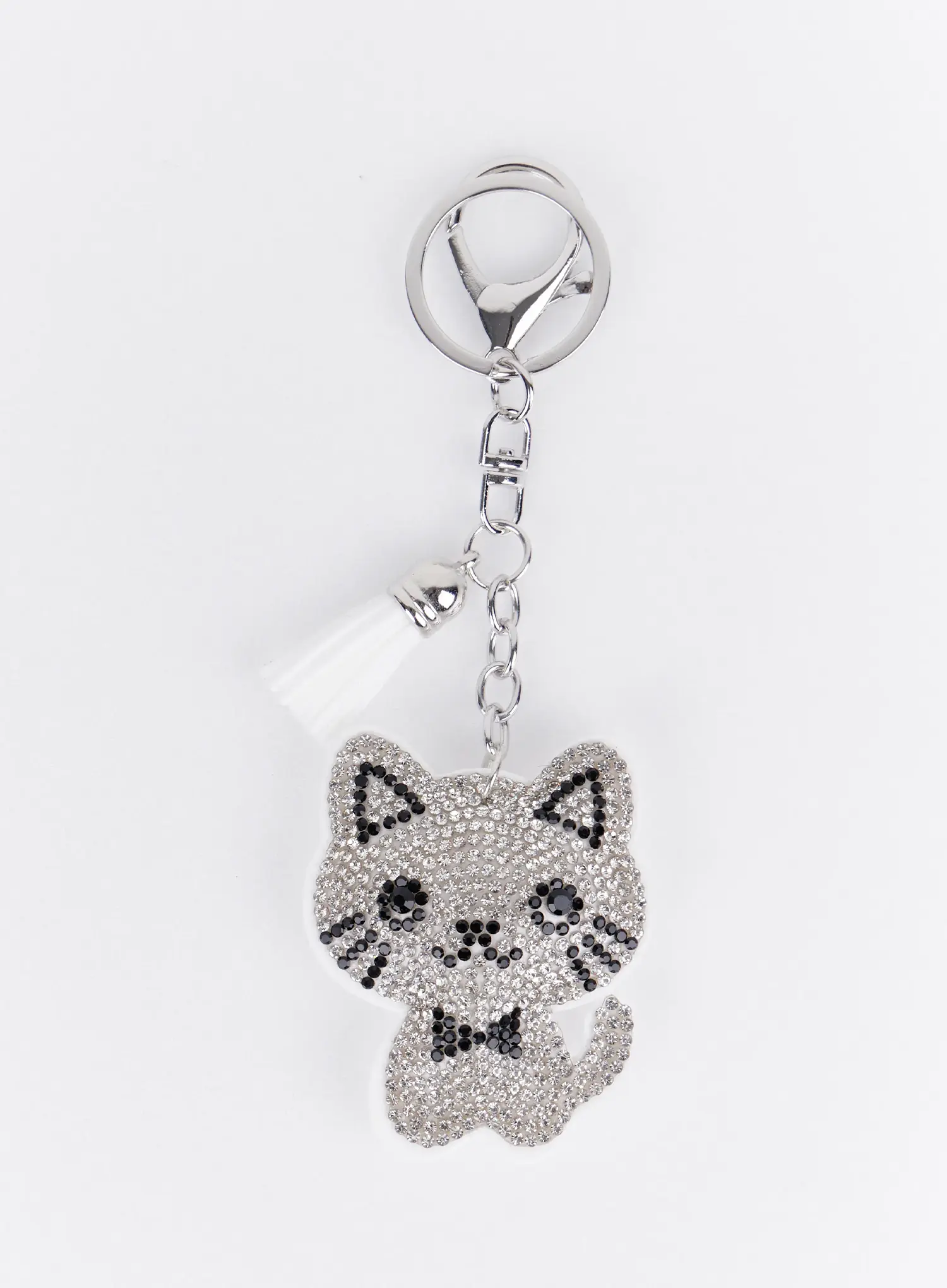 Black and White Rhinestone Ribbon Character Keychain IA524 - Image 2