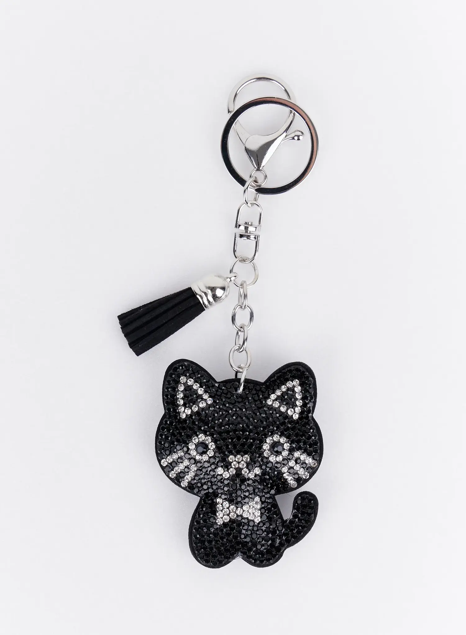 Black and White Rhinestone Ribbon Character Keychain IA524 - Image 4