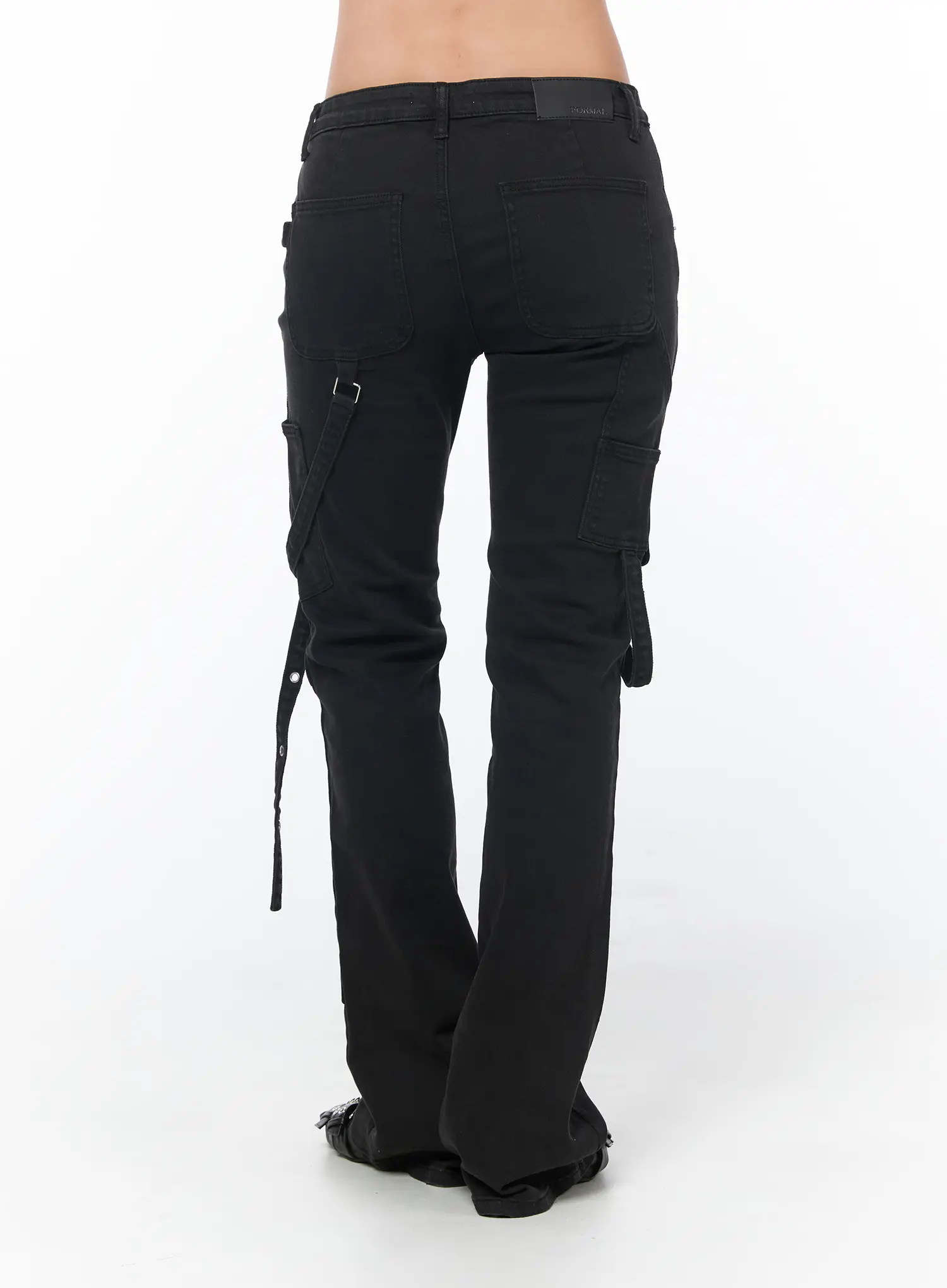Black Bucle Bootcut Cargo Pants CY513 - Image 5