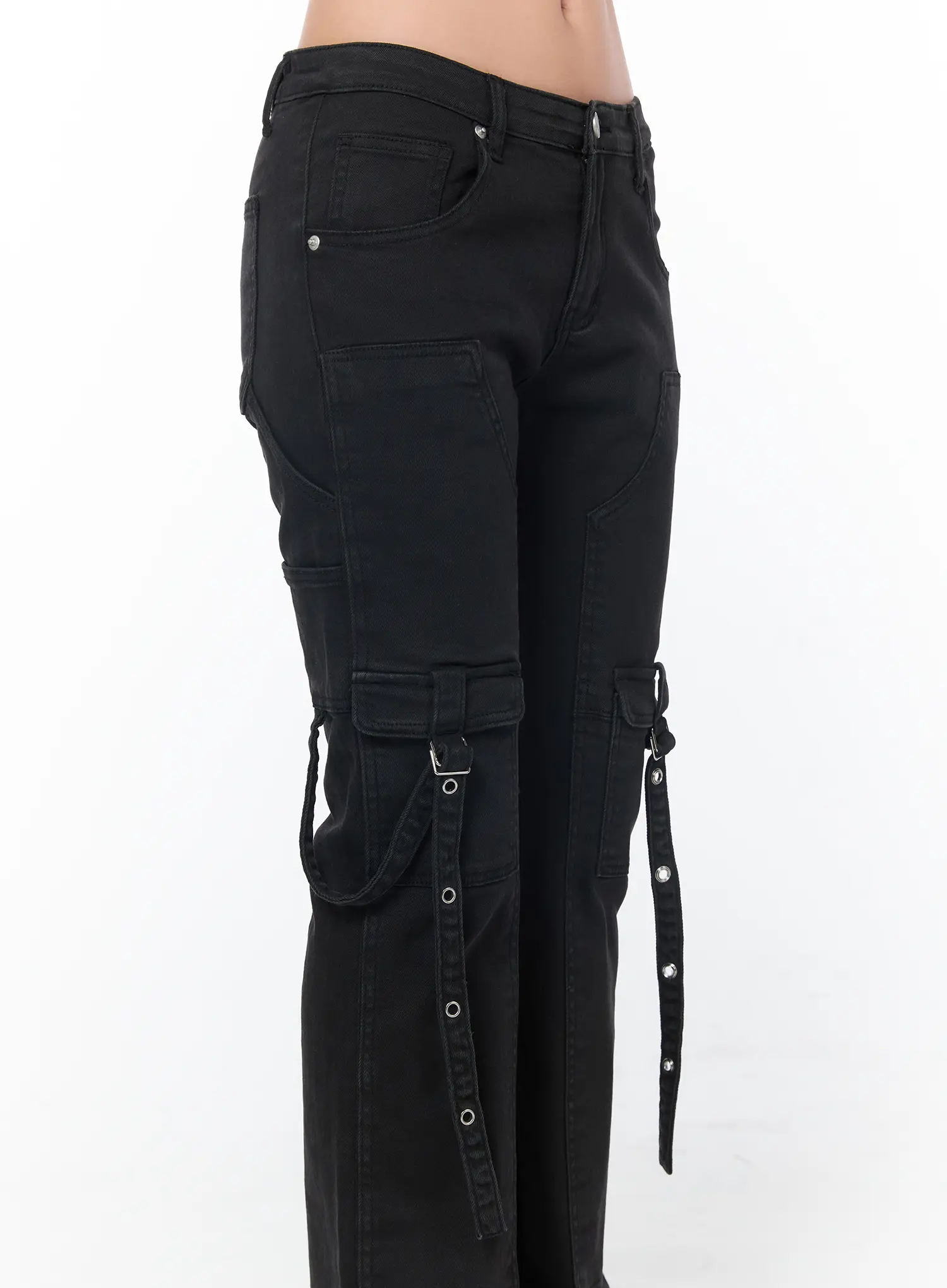 Black Bucle Bootcut Cargo Pants CY513 - Image 9