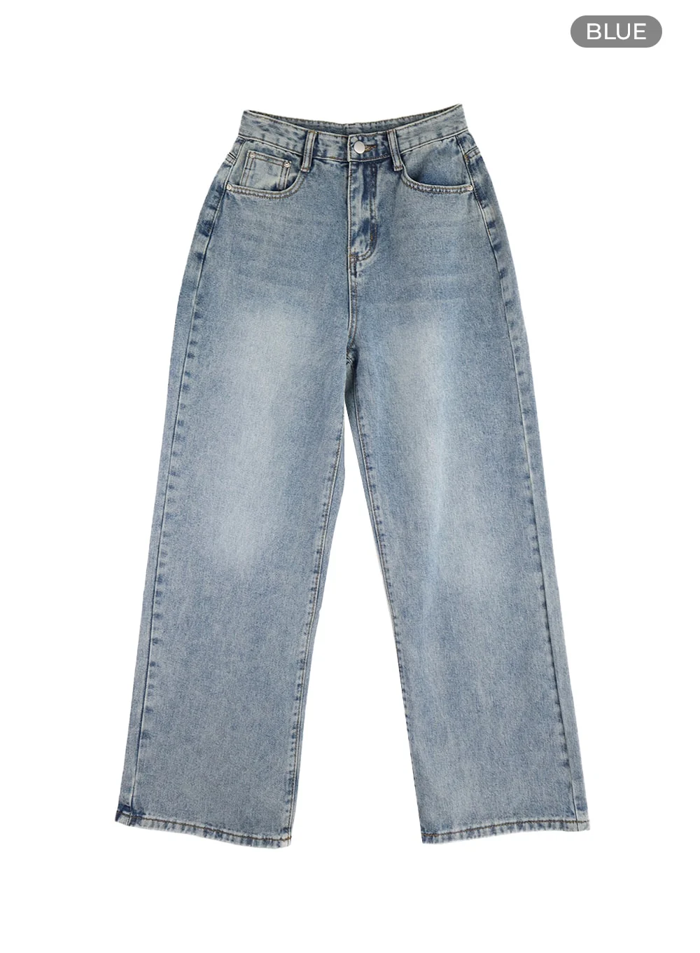 Blue Washed Straight Jeans OM408 - Image 11
