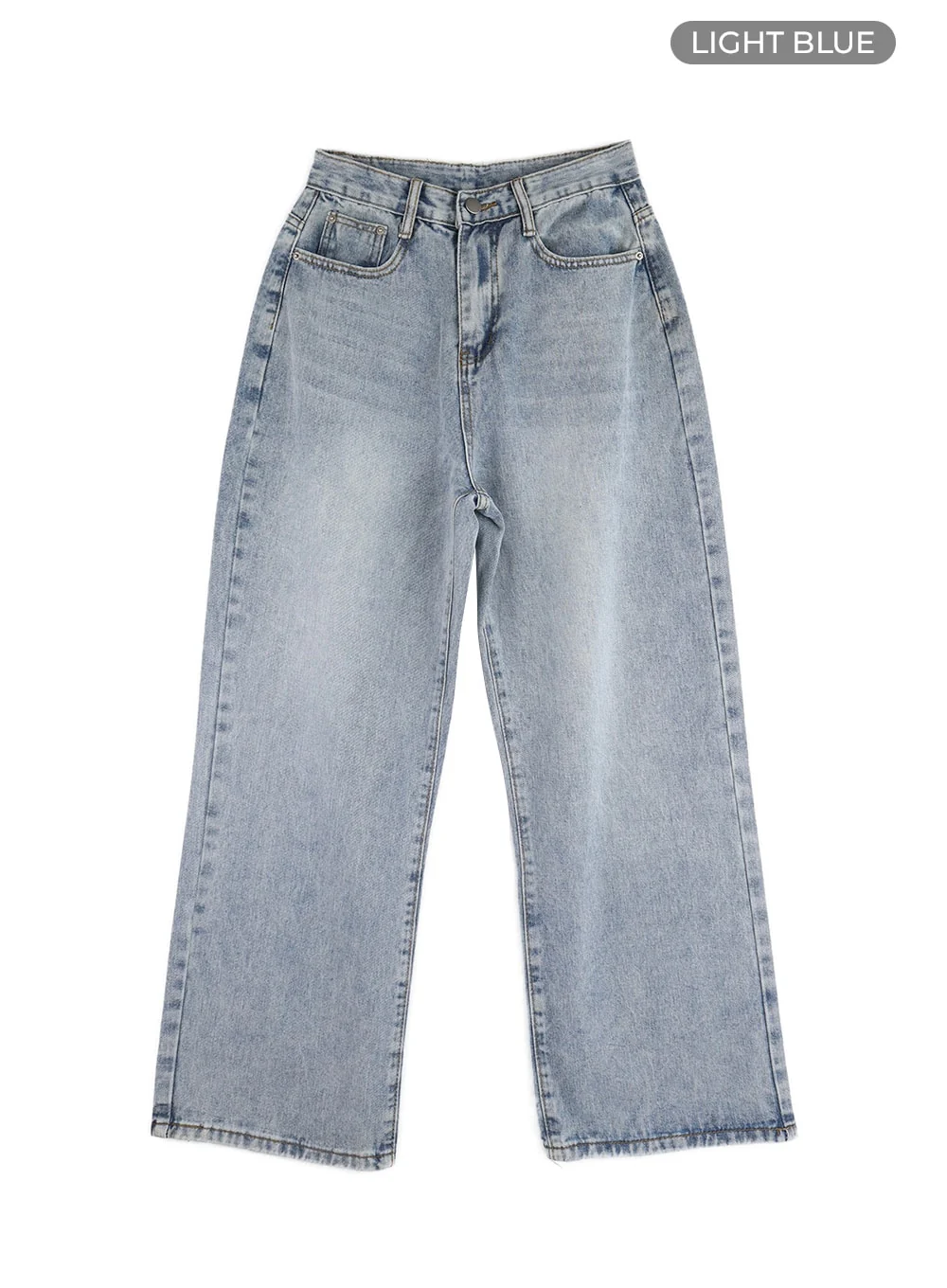 Blue Washed Straight Jeans OM408 - Image 12