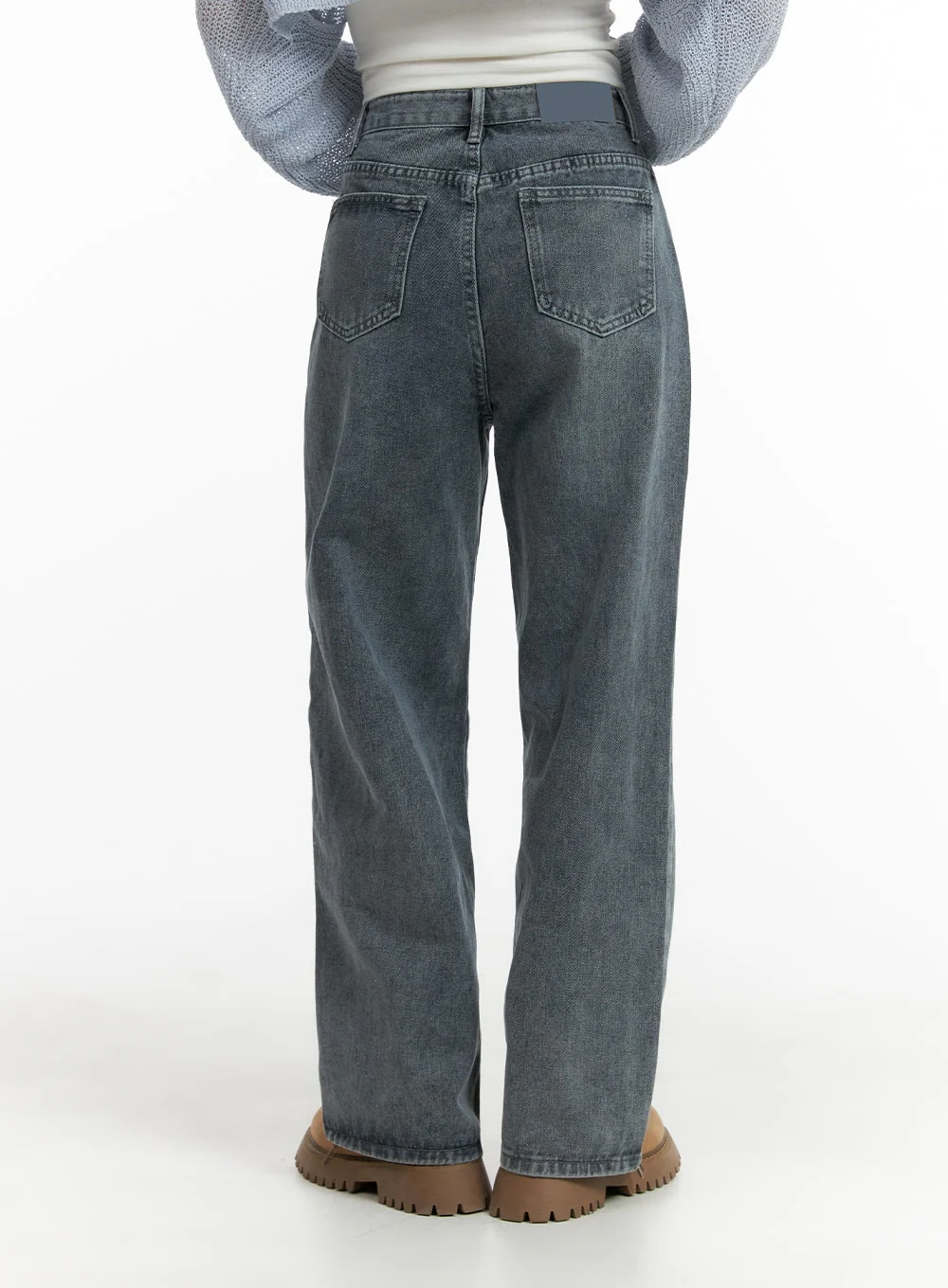 Blue Washed Straight Jeans OM408 - Image 6