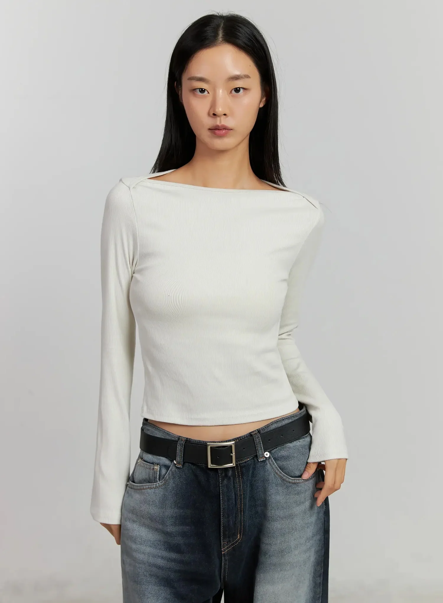 Boat Neck Long Sleeve Top IJ505 - Image 13