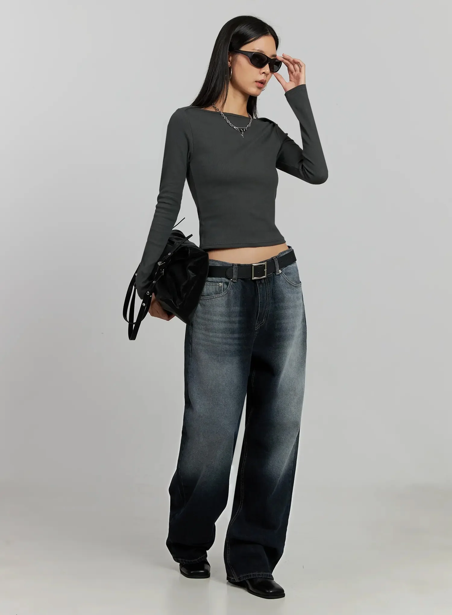 Boat Neck Long Sleeve Top IJ505 - Image 2