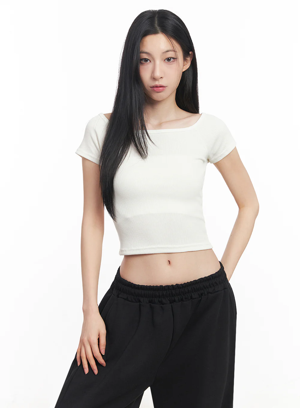 Boatneck Cropped Tee IY516 - Image 8