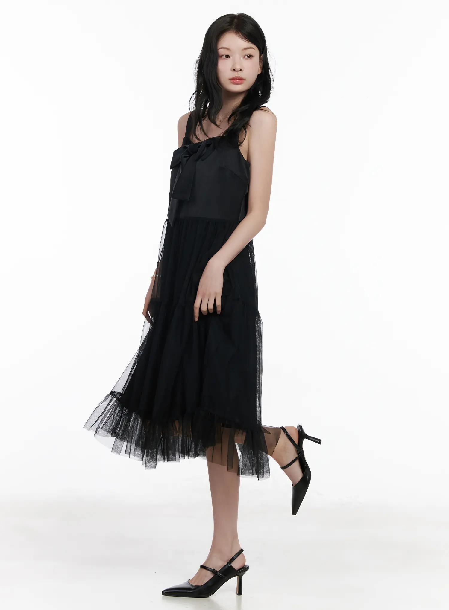 Bow Tiered Tulle Midi Dress CA509 - Image 6