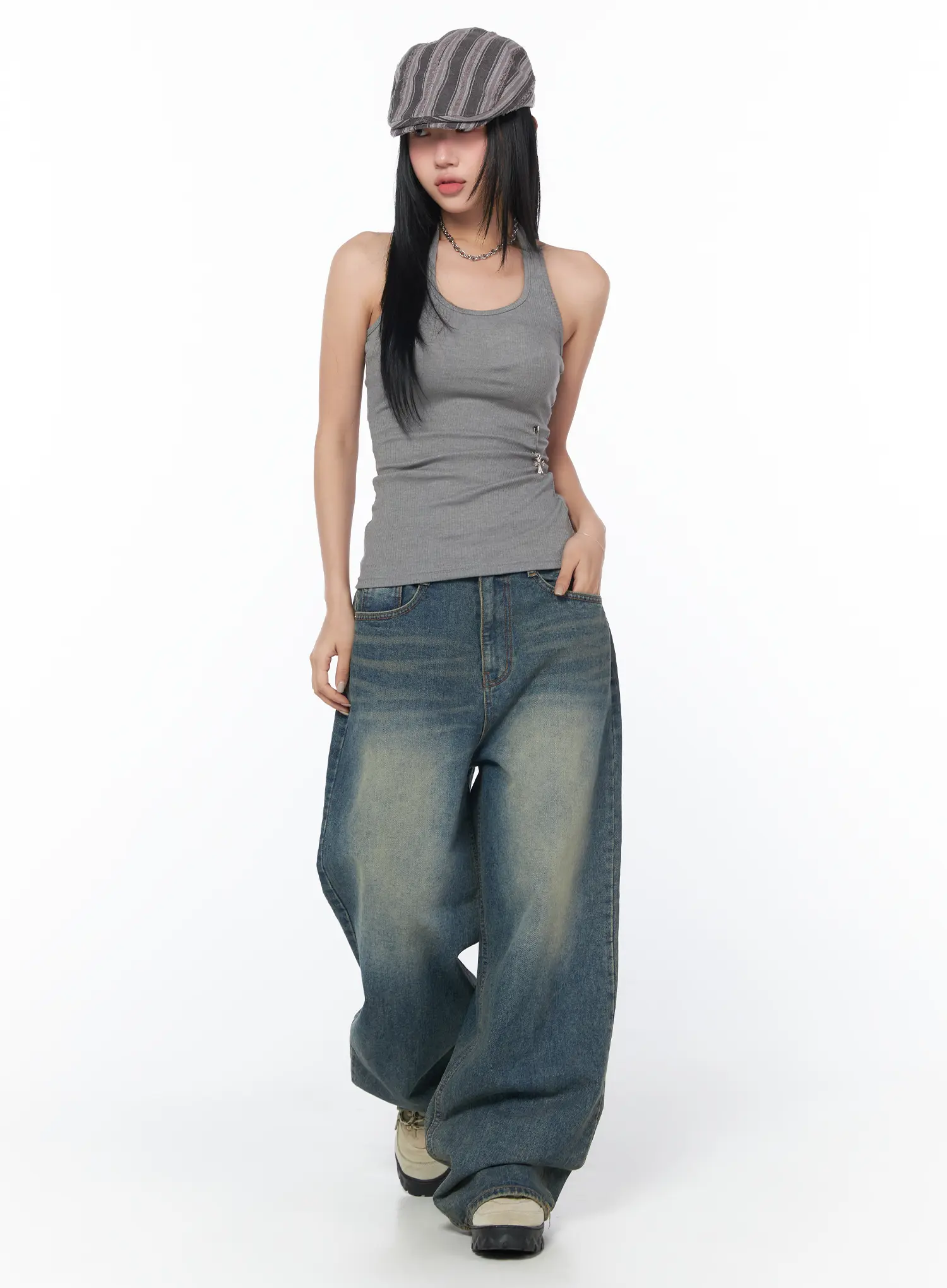 Brit Relaxed Fit Wide Leg Jeans CY512 - Image 5