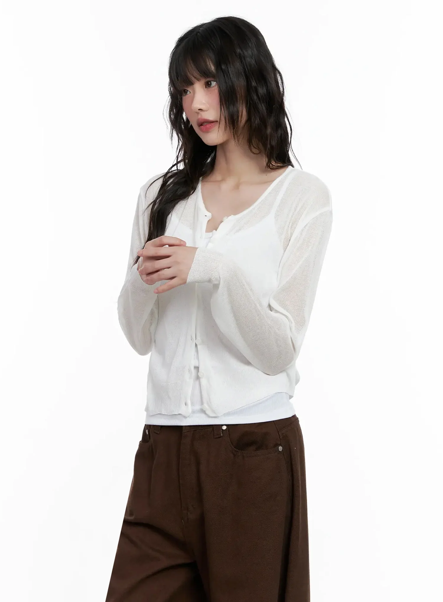 Brown Sheer Cardigan IL531 - Image 11