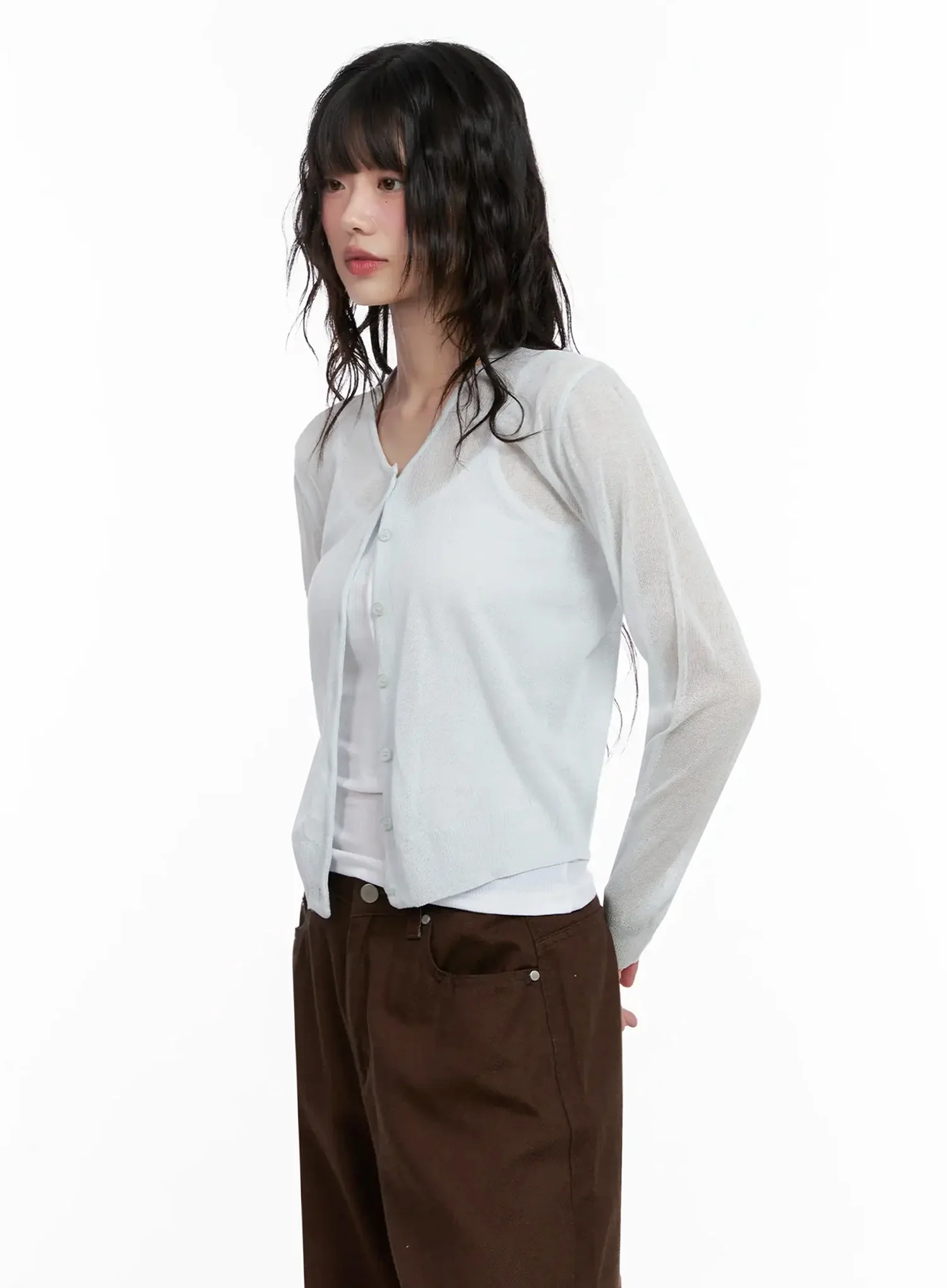 Brown Sheer Cardigan IL531 - Image 18