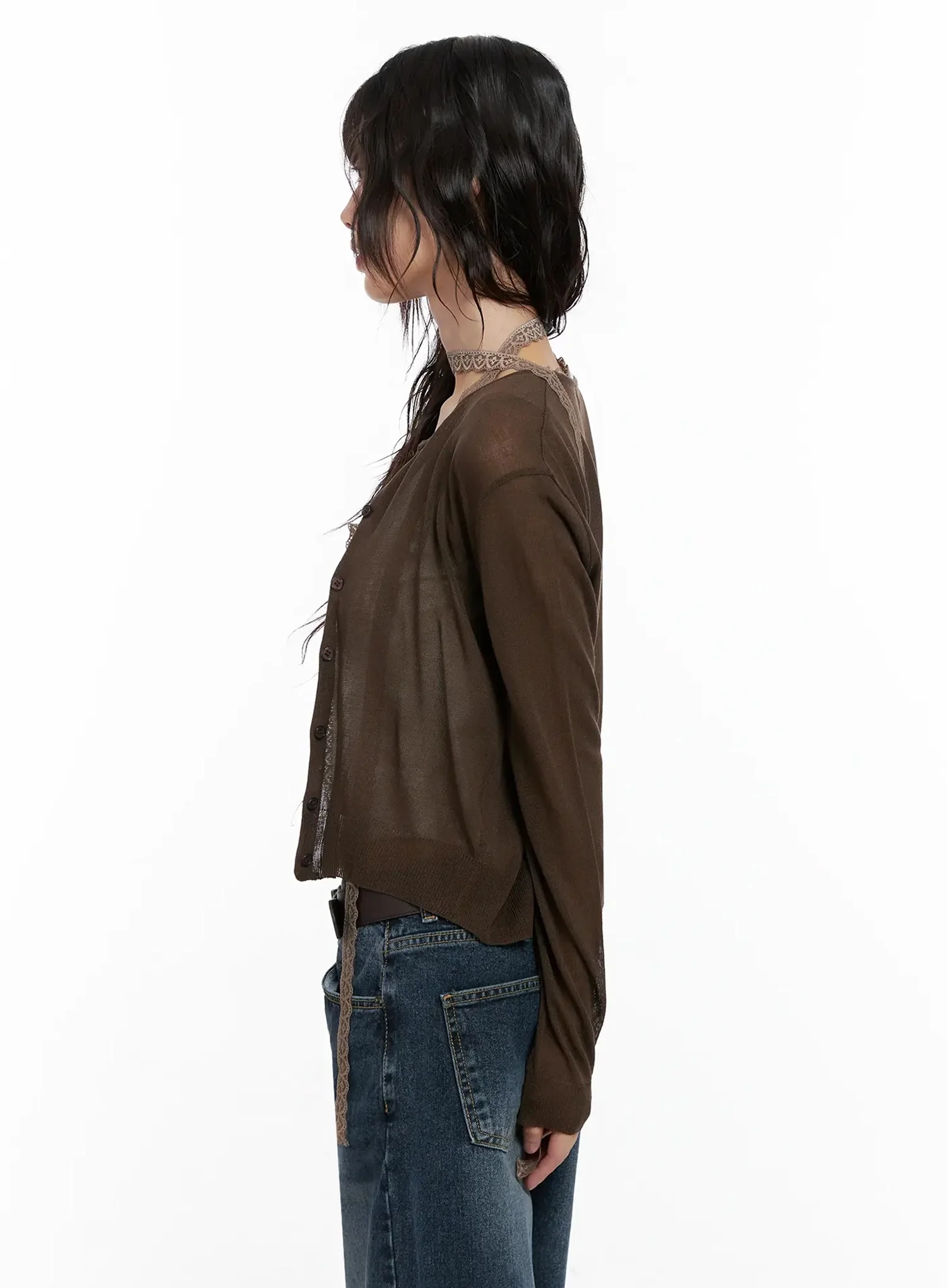 Brown Sheer Cardigan IL531 - Image 8