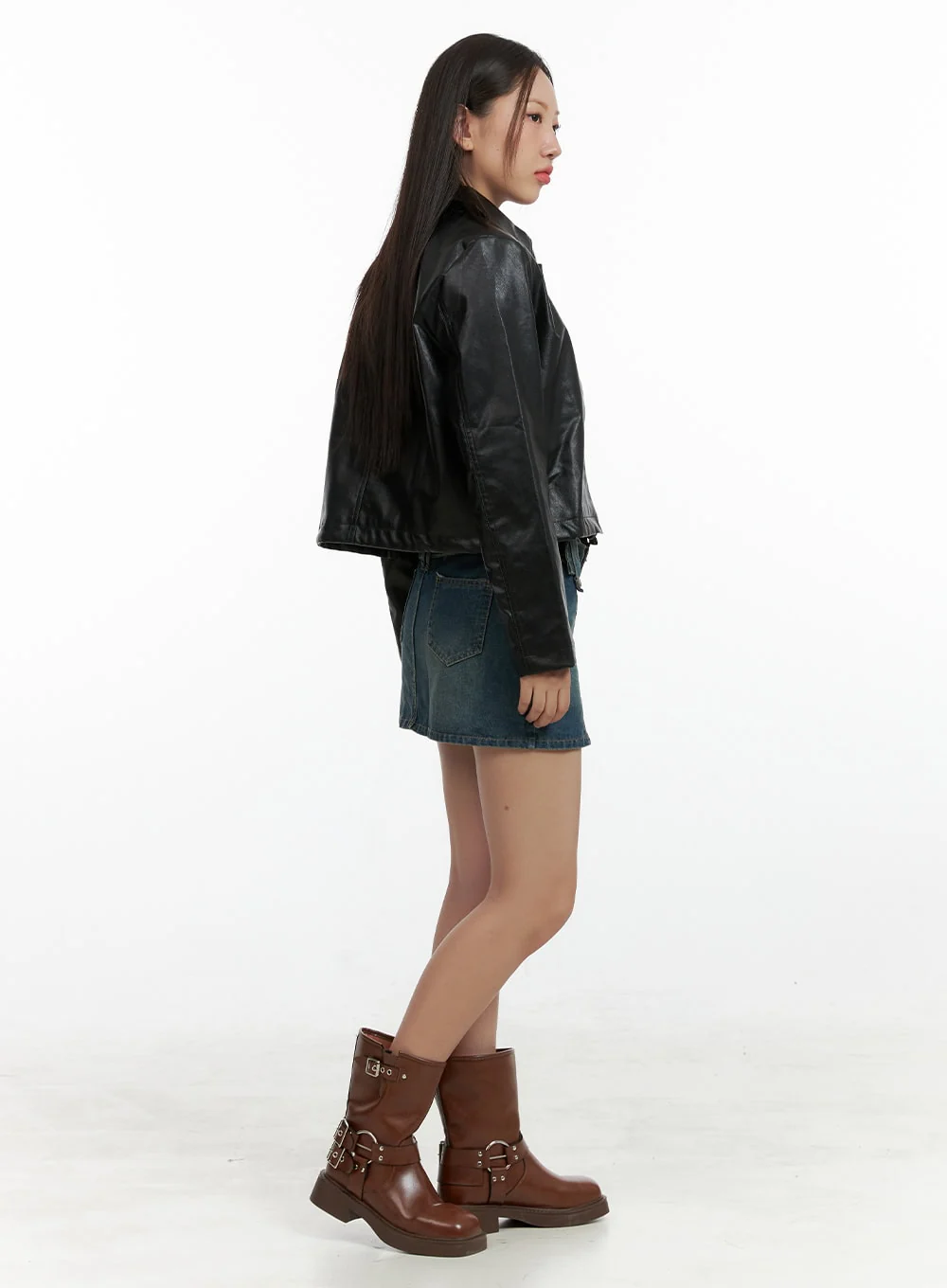 Buckle Faux Leather Midi Boots OL408 - Image 3
