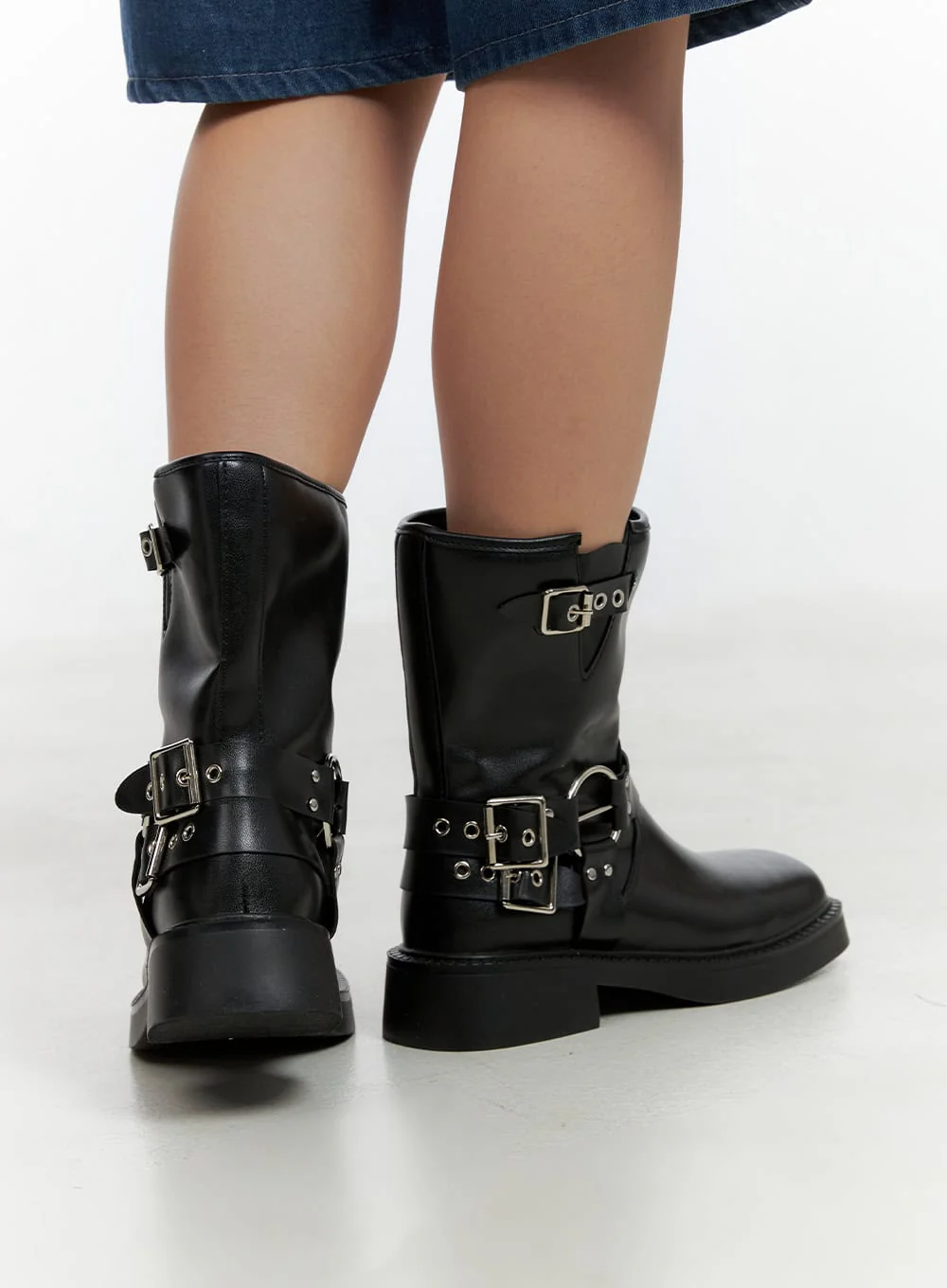 Buckle Faux Leather Midi Boots OL408 - Image 5