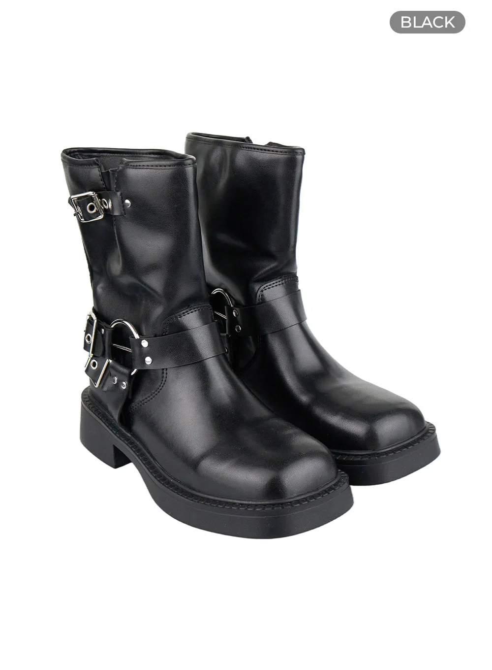 Buckle Faux Leather Midi Boots OL408 - Image 6