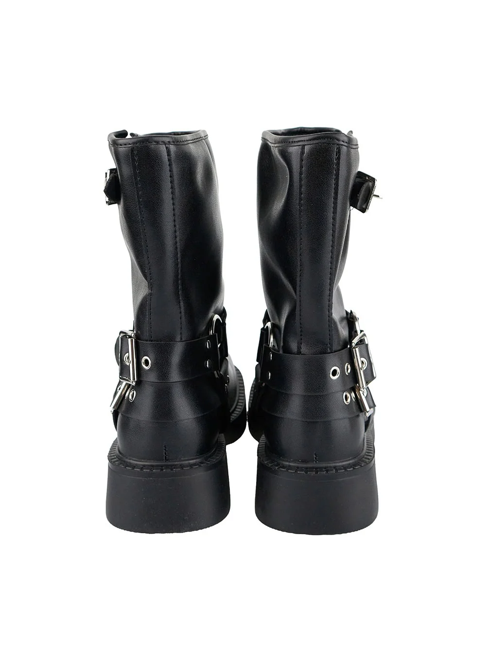 Buckle Faux Leather Midi Boots OL408 - Image 7