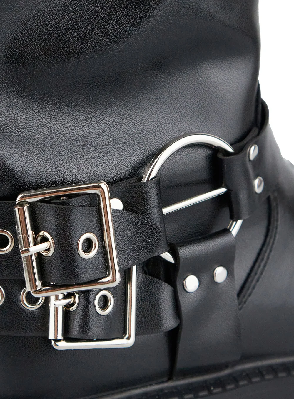 Buckle Faux Leather Midi Boots OL408 - Image 8