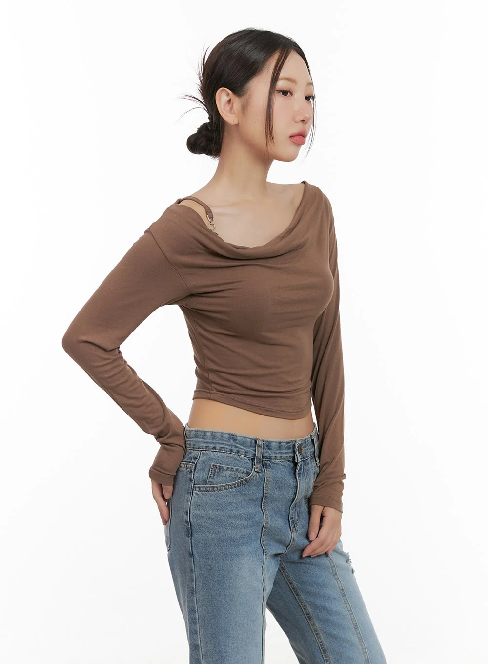 Buckle Shirred Off Shoulder Long Sleeve CG423 - Image 4