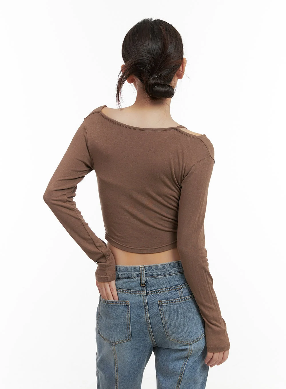 Buckle Shirred Off Shoulder Long Sleeve CG423 - Image 6