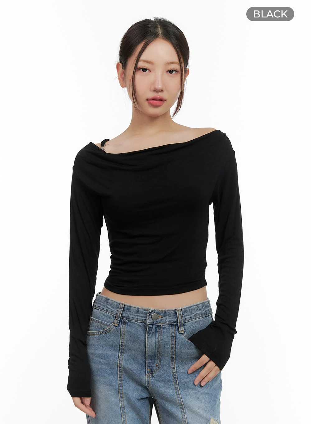 Buckle Shirred Off Shoulder Long Sleeve CG423 - Image 9