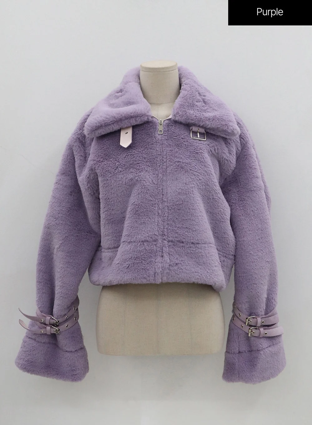 Buckle Soft Fur Crop Shearling Jacket BN04 - Image 19