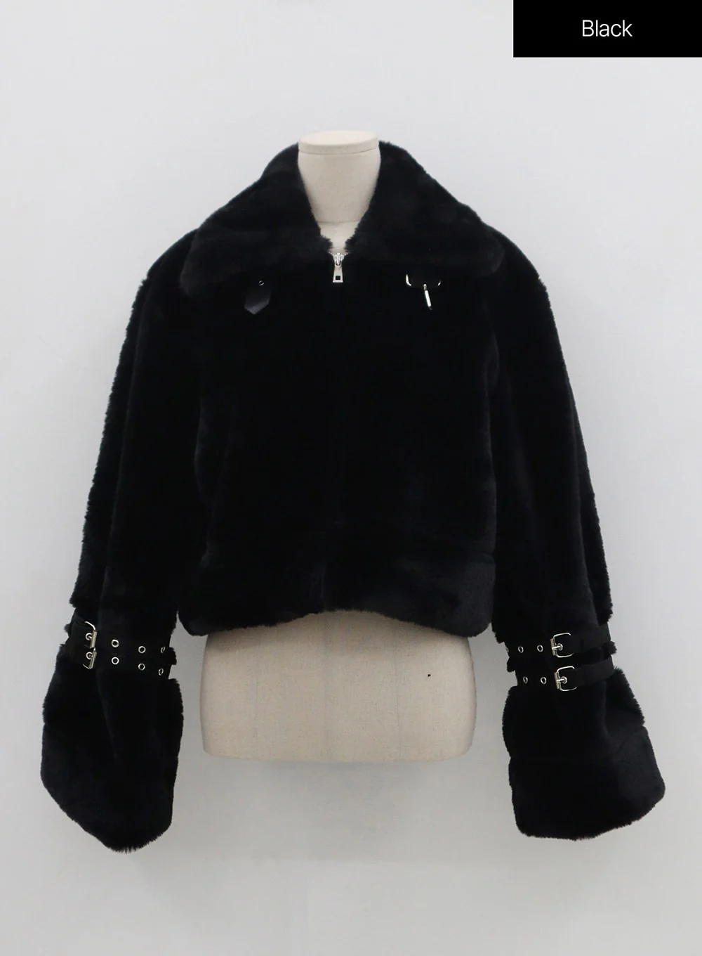 Buckle Soft Fur Crop Shearling Jacket BN04 - Image 21
