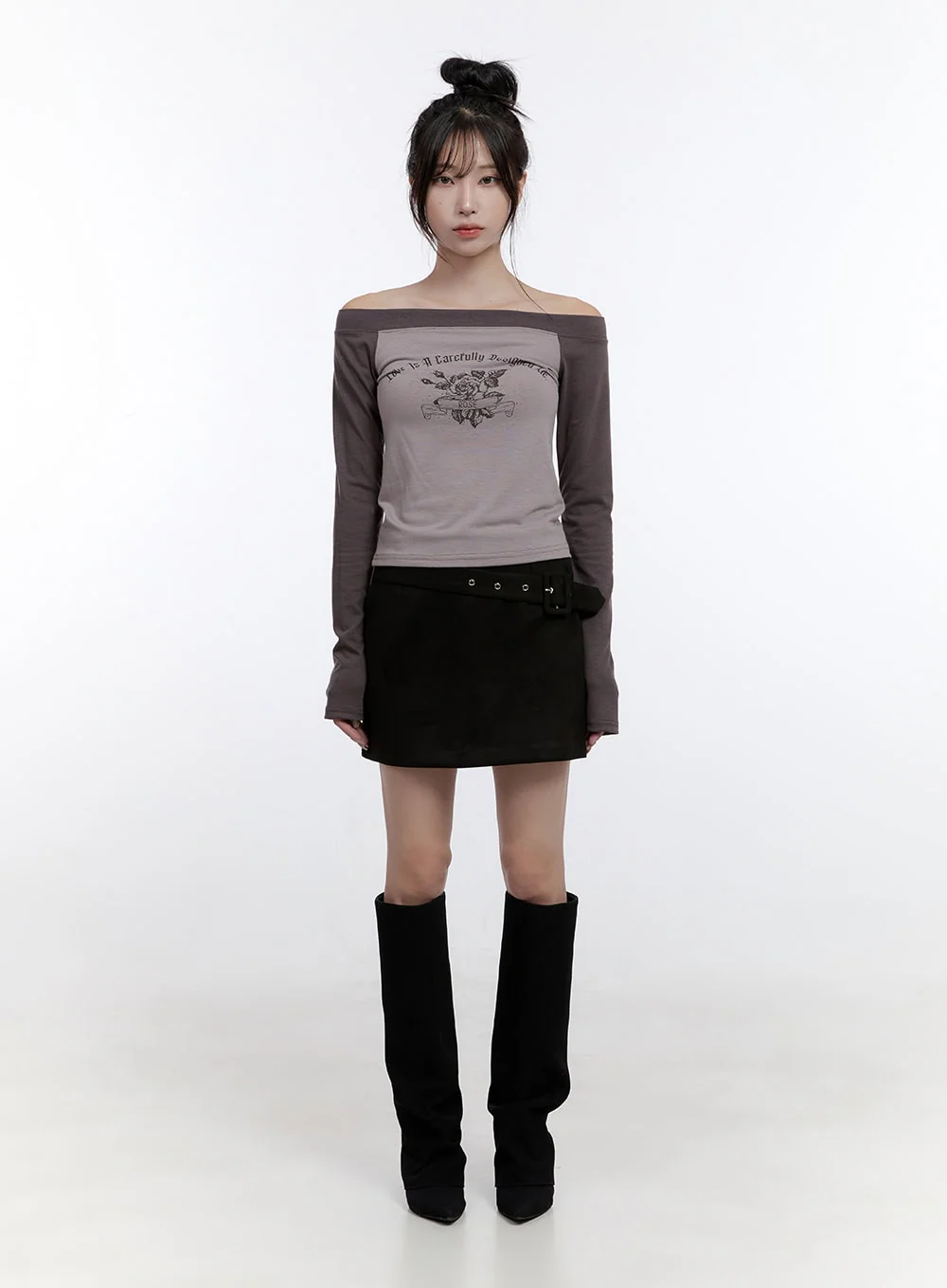 Buckle Suede Mini Skirt CO418 - Image 2