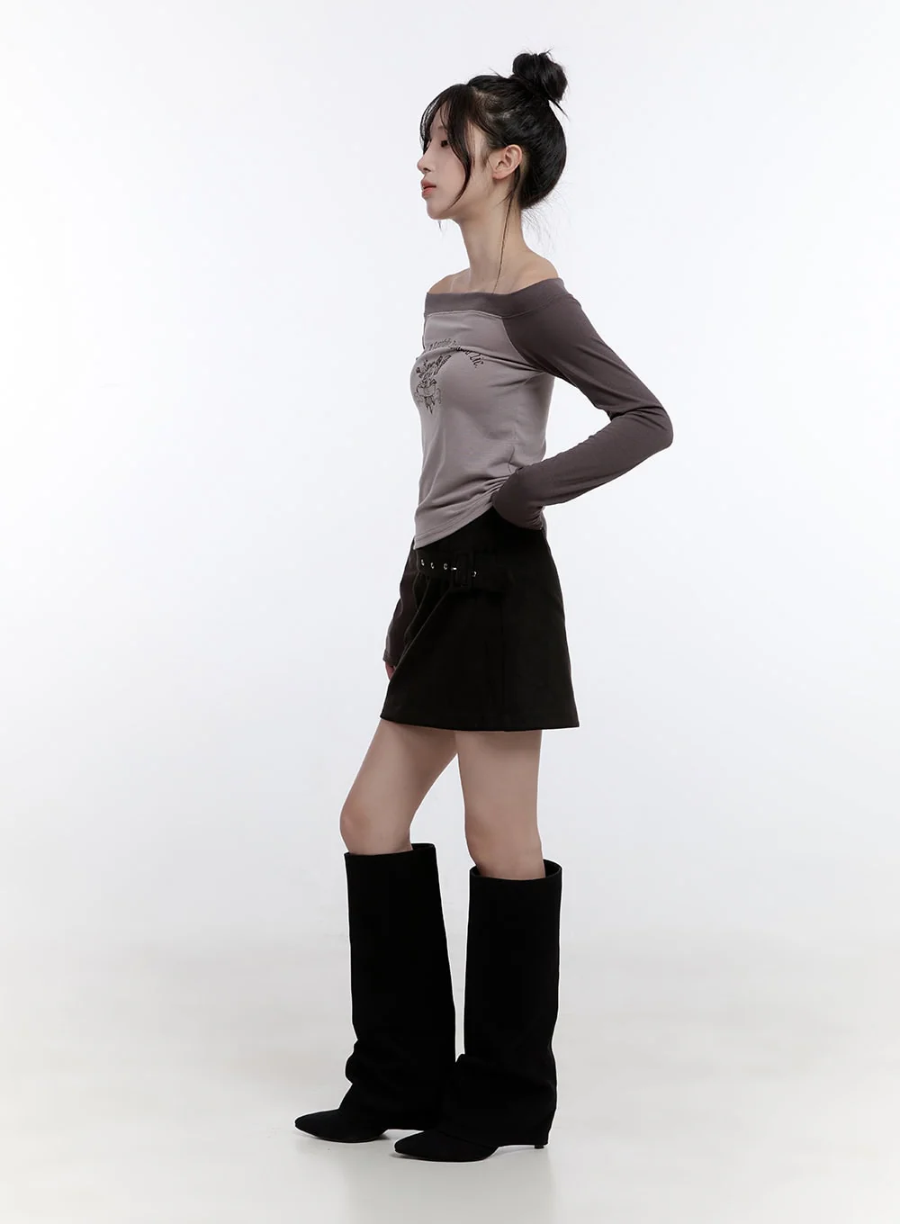 Buckle Suede Mini Skirt CO418 - Image 3
