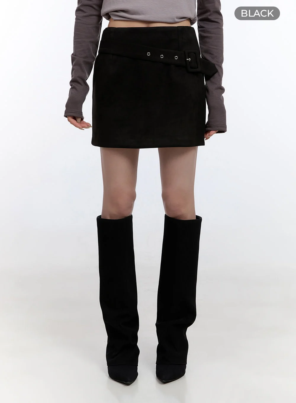 Buckle Suede Mini Skirt CO418 - Image 8