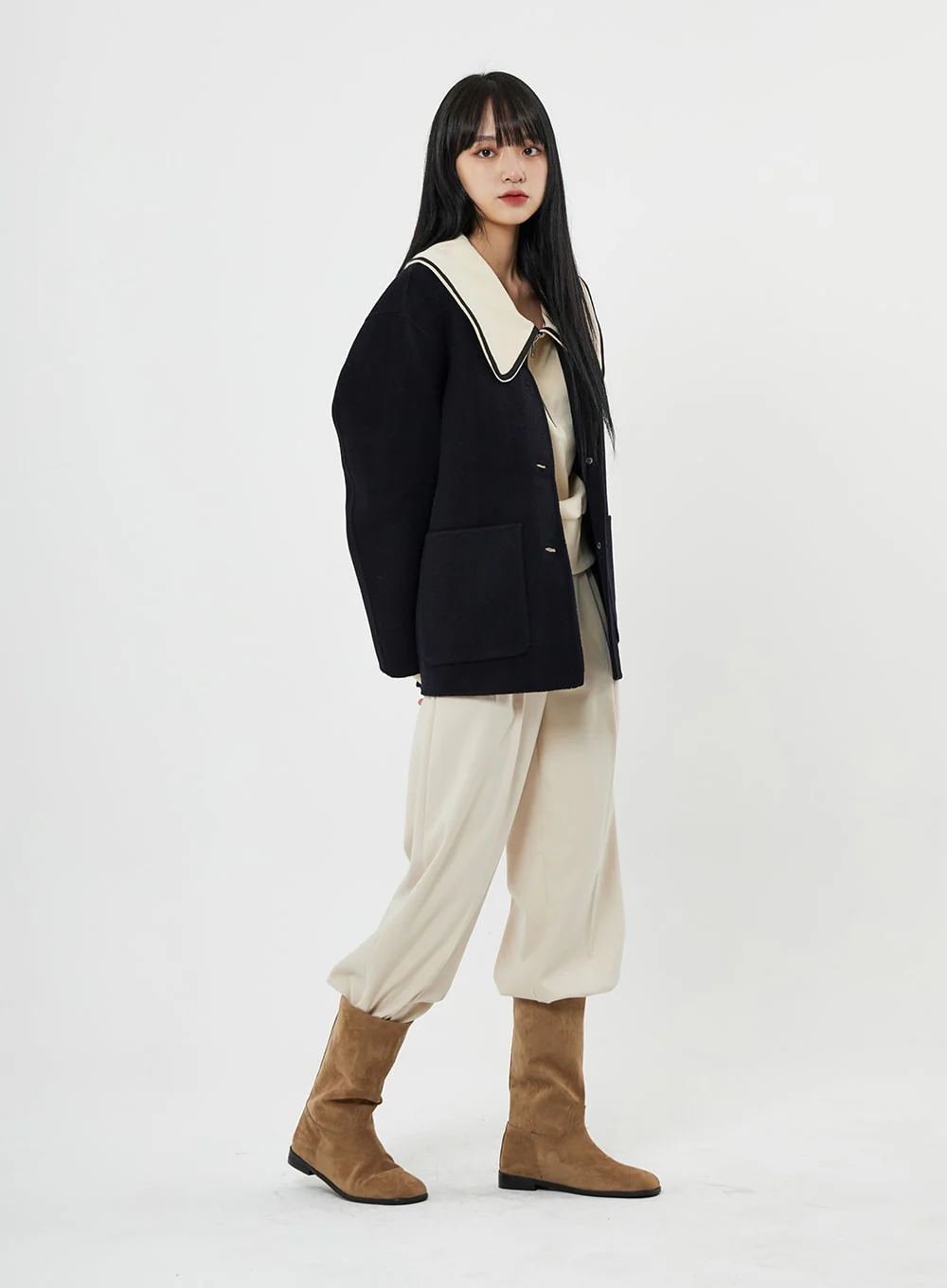 Button Round Neck Coat BN10 - Image 9