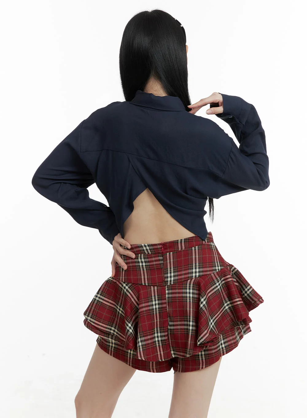 Buttoned Collar Cropped Blouse OM426 - Image 4