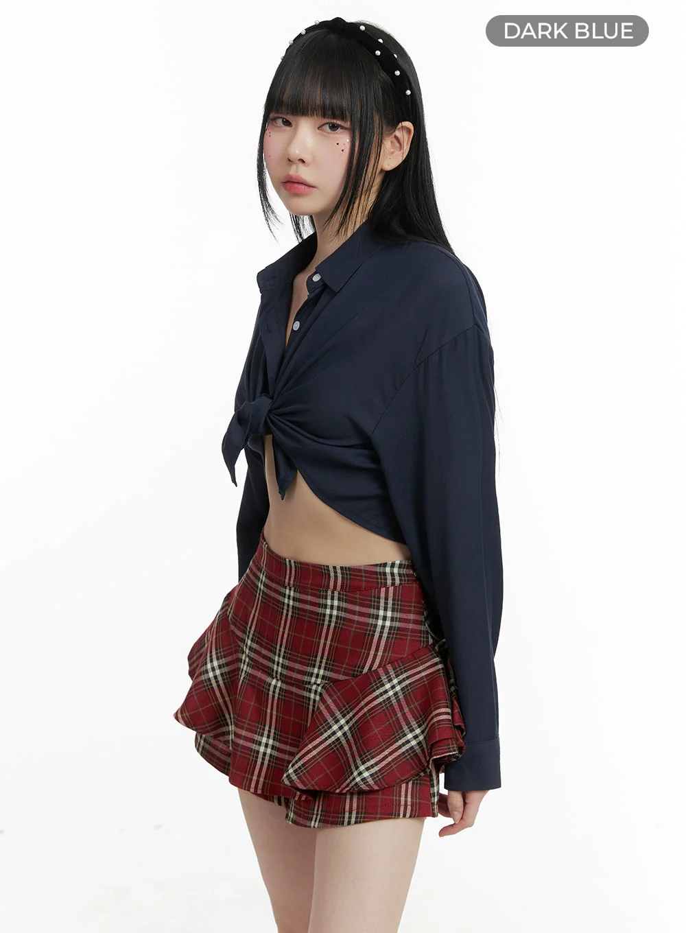 Buttoned Collar Cropped Blouse OM426 - Image 6