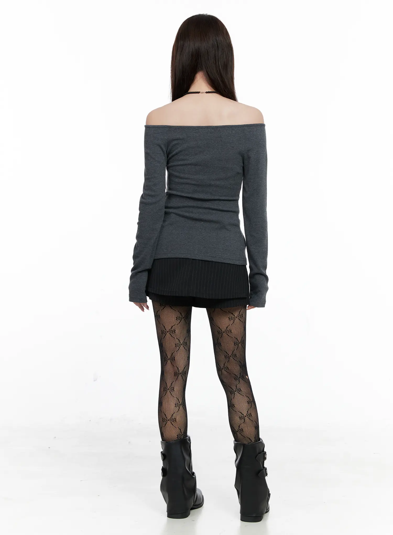 Buttoned Off-Shoulder Long Sleeve Cardigan CO520 - Image 5