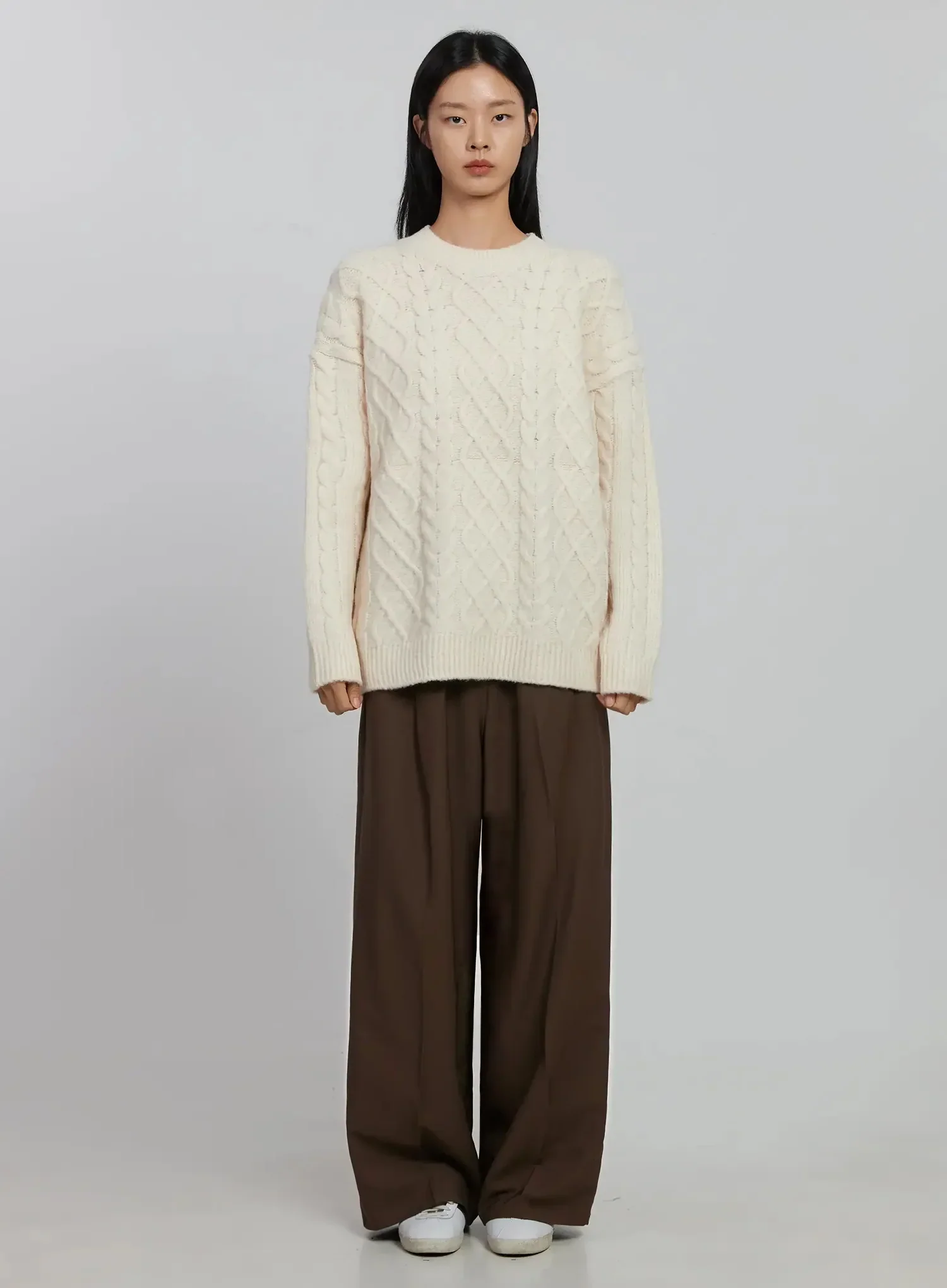 Cable Knit Crew Neck Sweater ID516 - Image 4