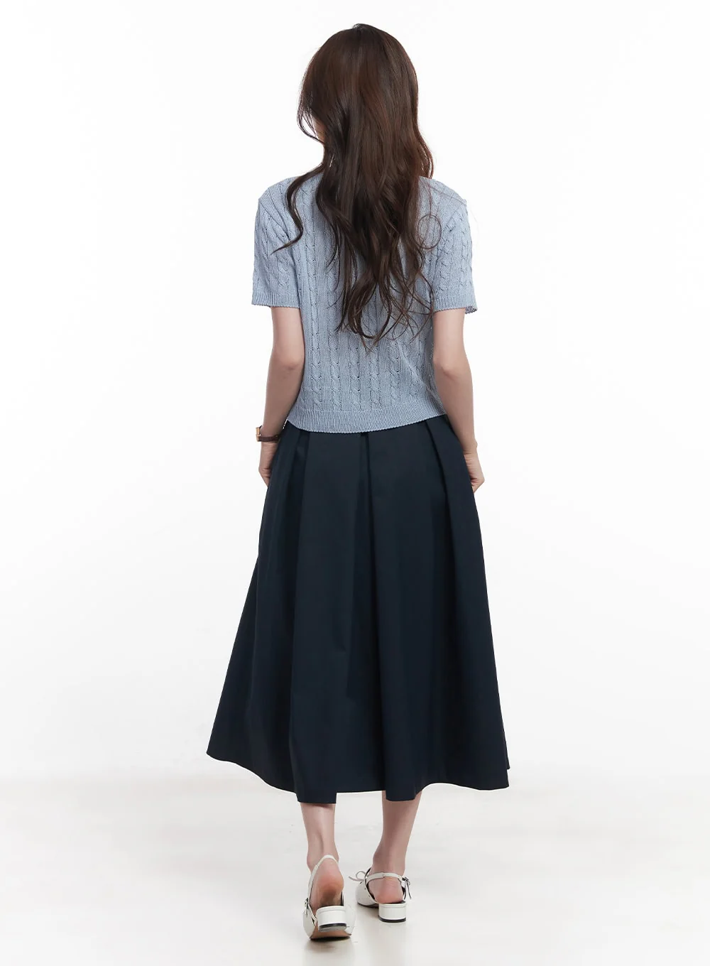 Cable-Knit Short-Sleeve Sweater CY515 - Image 6